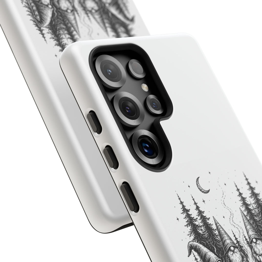 Gnome Campfire Protective Phone Case — Night Forest Illustration