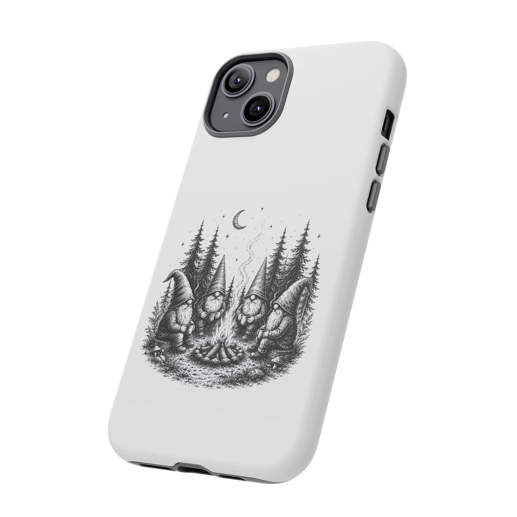 Gnome Campfire Protective Phone Case — Night Forest Illustration