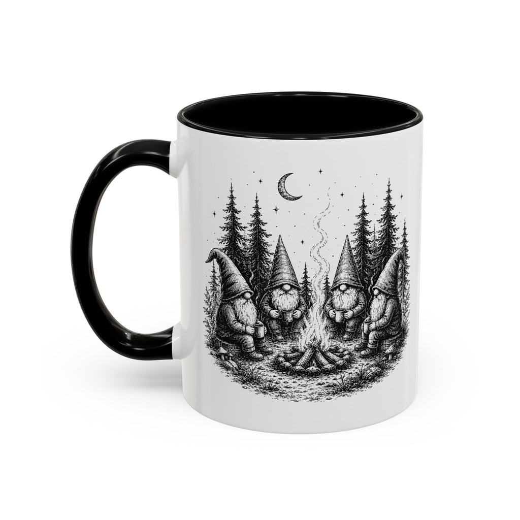 Gnome Campfire Coffee Mug — Woodland Camping Ceramic Accent Mug (11/15oz)