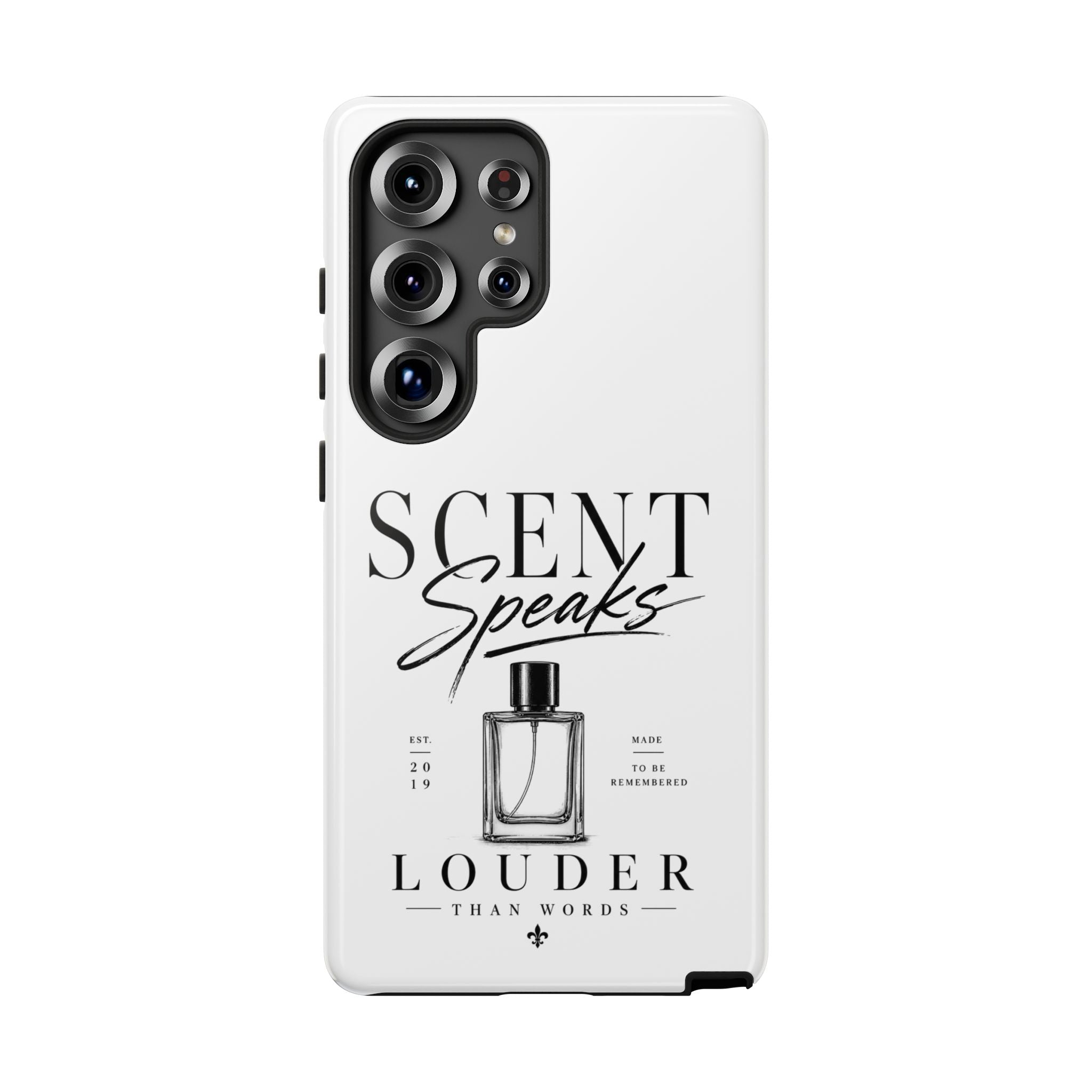 Phone Case — "Scent Speaks Louder Than Words" Perfume Bottle Design