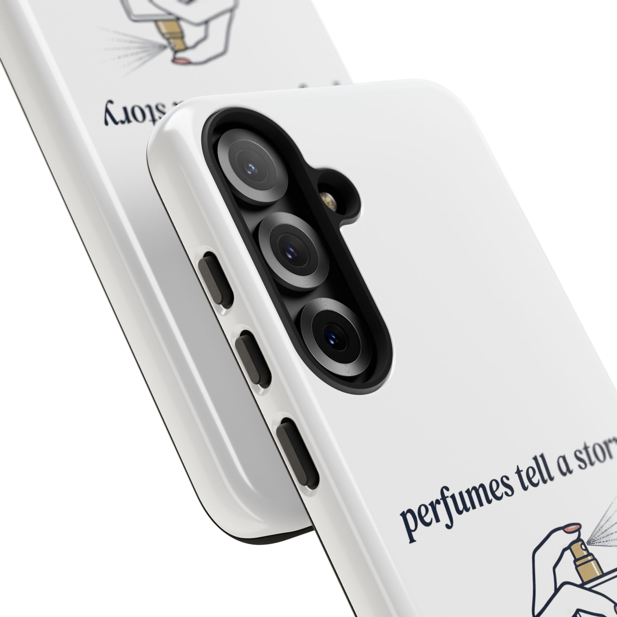 Phone Case — "perfumes tell a story" Minimalist Perfume Bottle Design