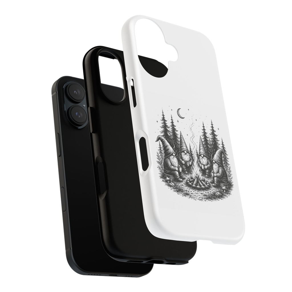 Gnome Campfire Protective Phone Case — Night Forest Illustration
