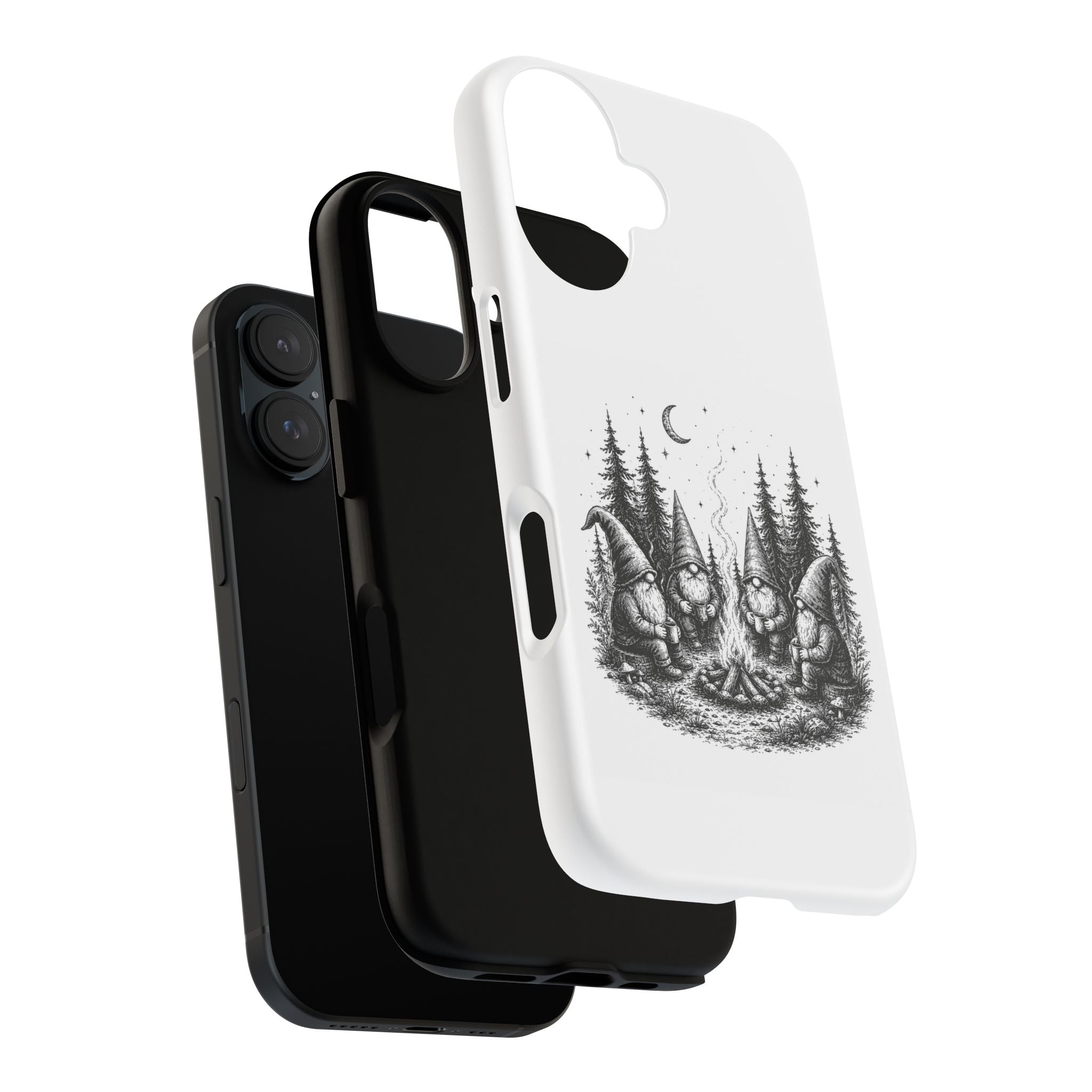Gnome Campfire Protective Phone Case — Night Forest Illustration