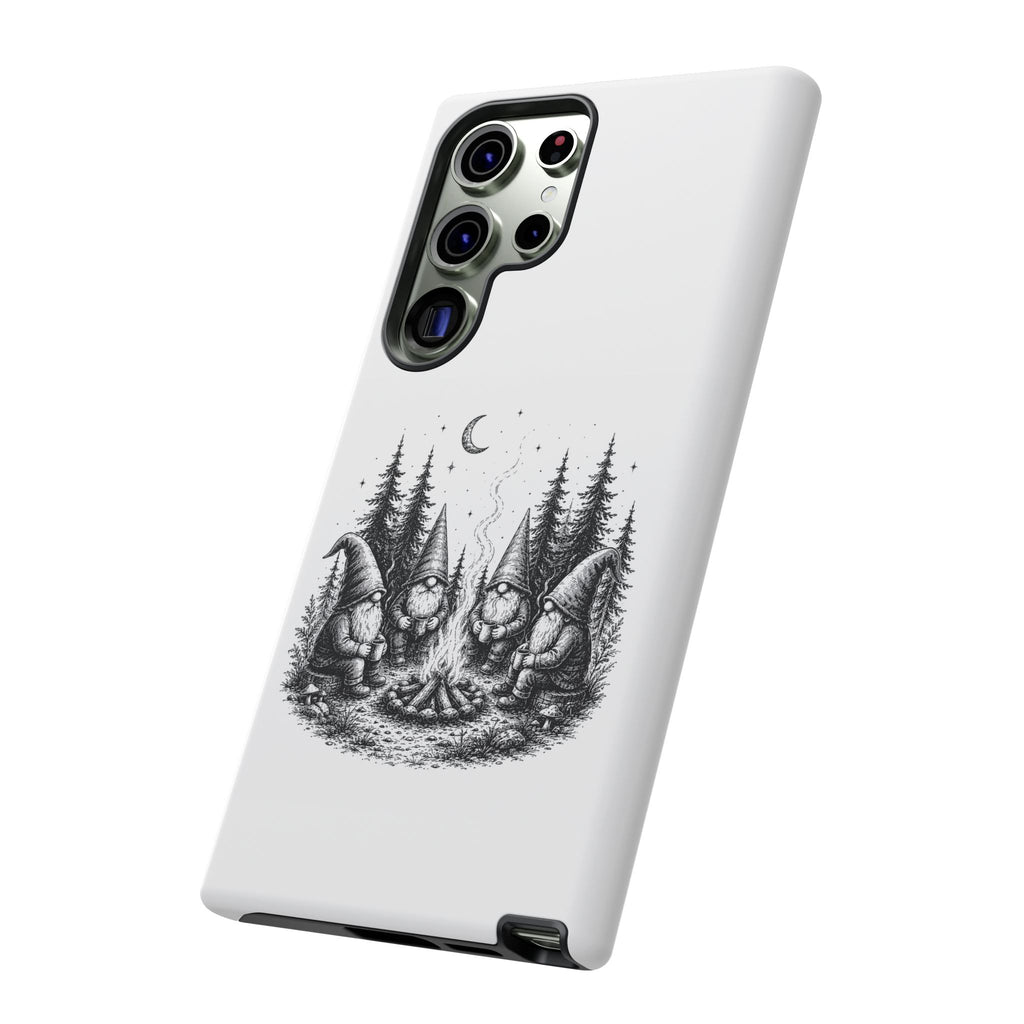 Gnome Campfire Protective Phone Case — Night Forest Illustration