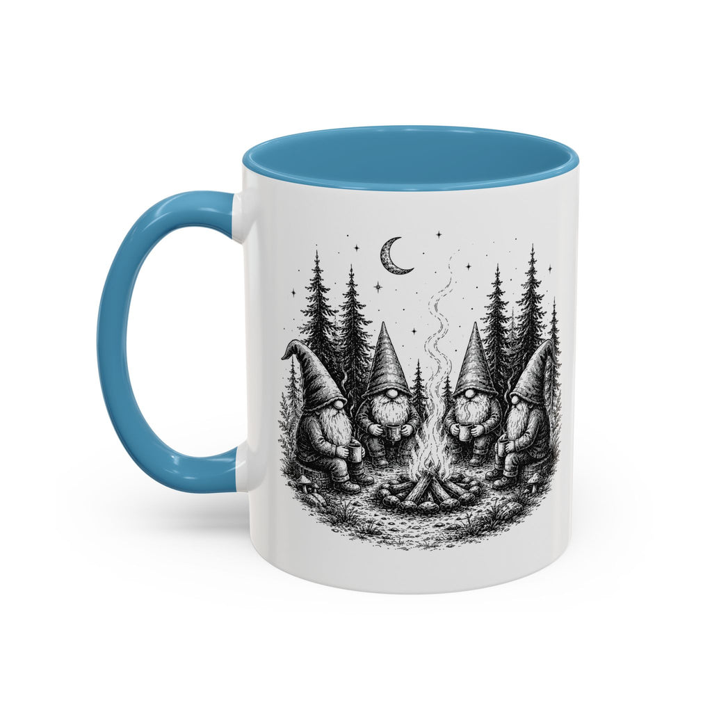 Gnome Campfire Coffee Mug — Woodland Camping Ceramic Accent Mug (11/15oz)
