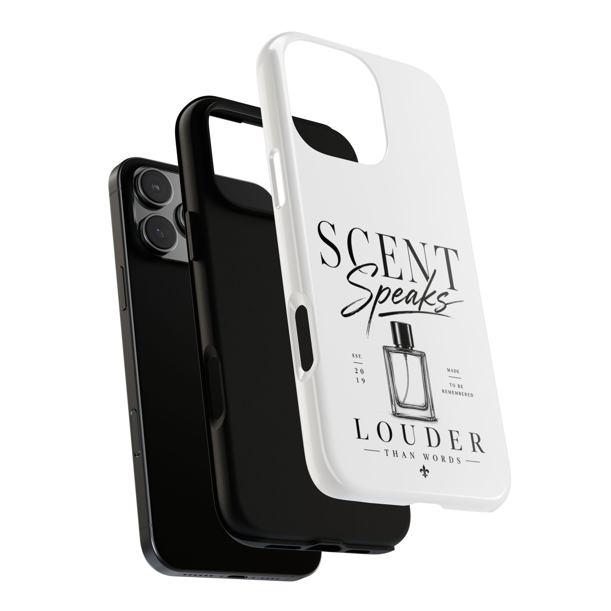Phone Case — "Scent Speaks Louder Than Words" Perfume Bottle Design