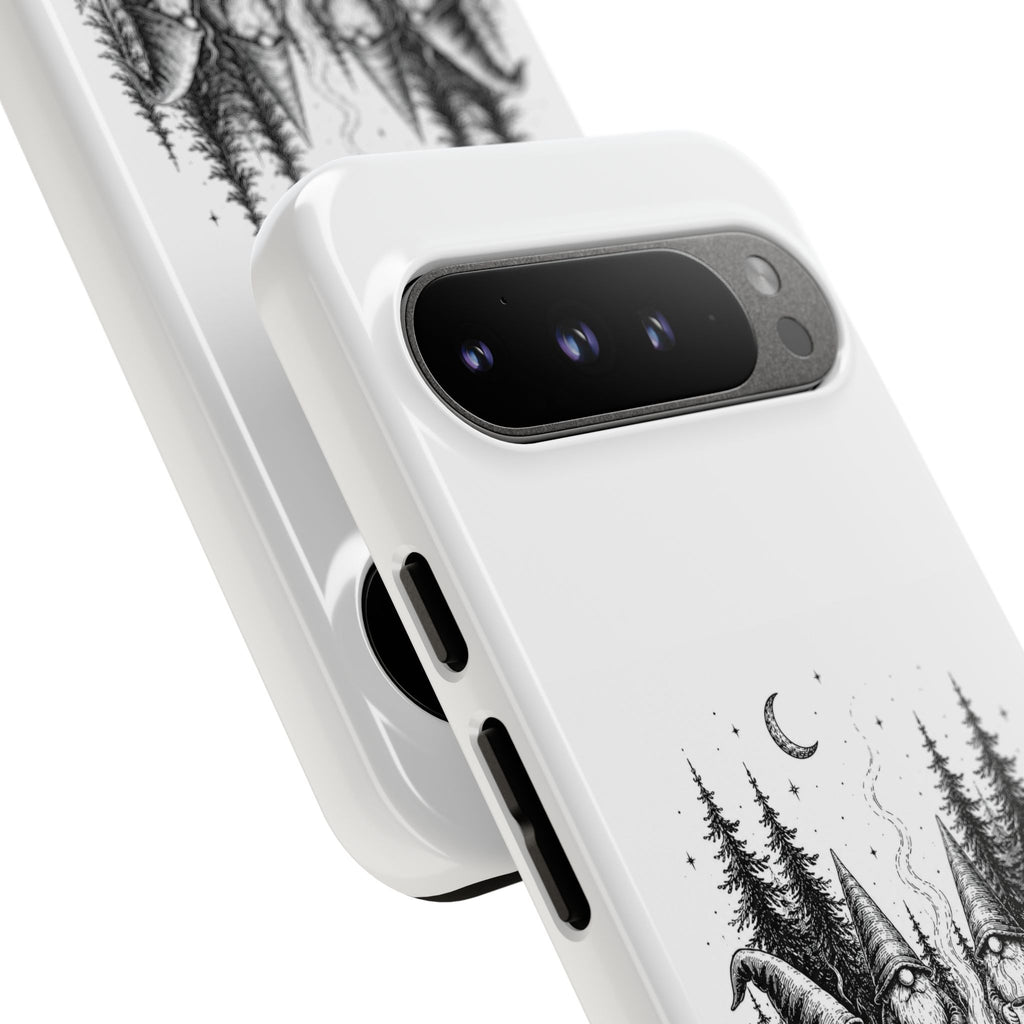Gnome Campfire Protective Phone Case — Night Forest Illustration