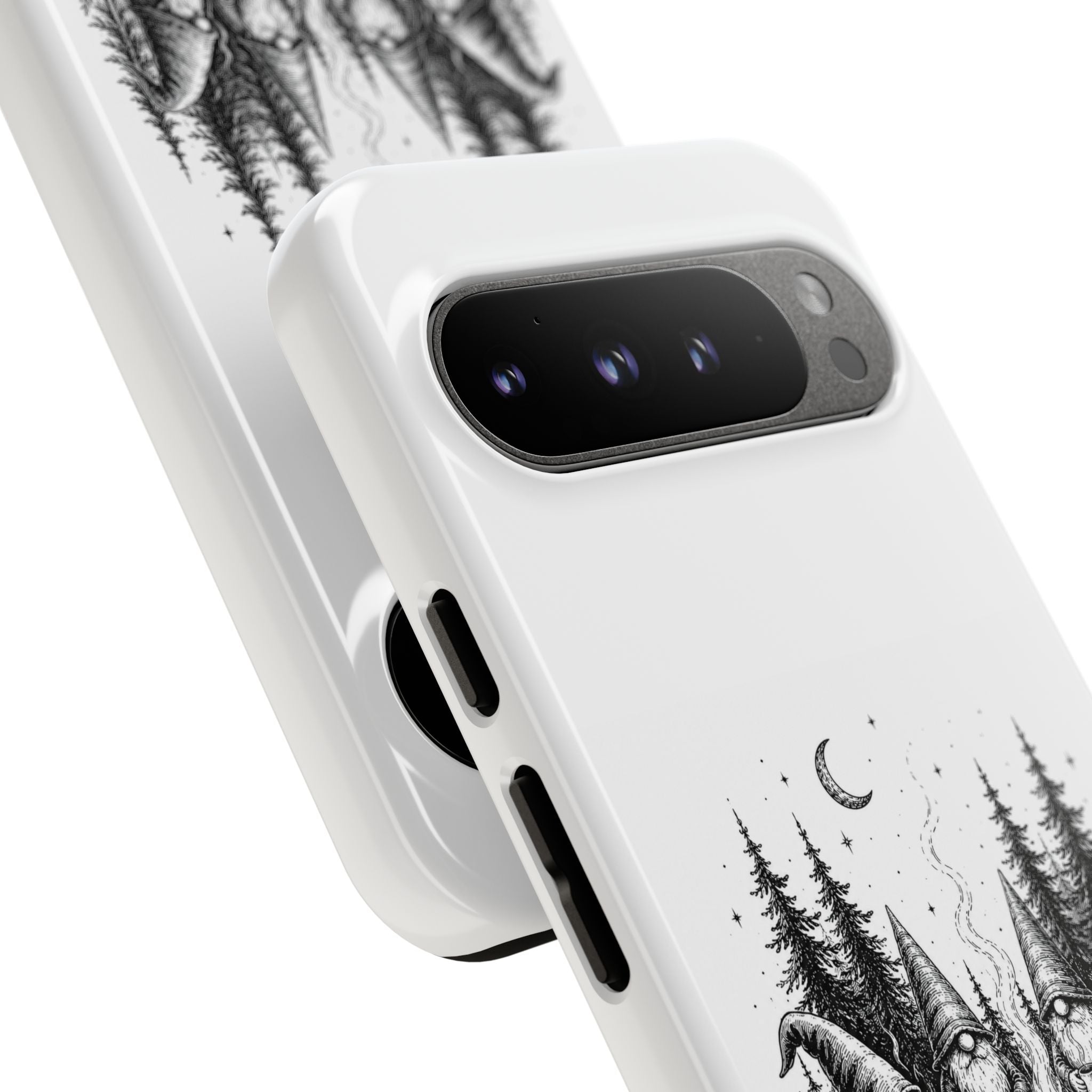 Gnome Campfire Protective Phone Case — Night Forest Illustration
