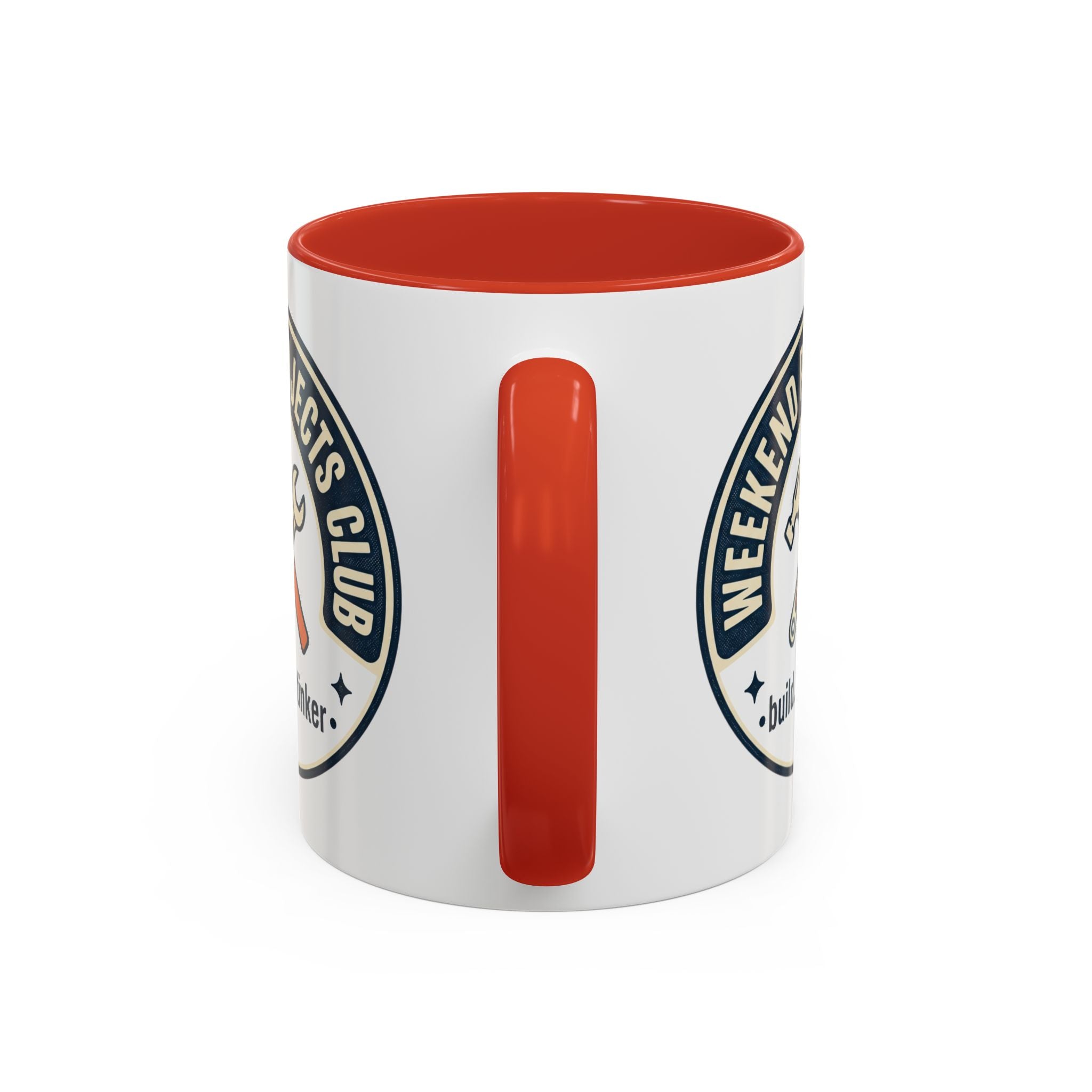 Weekend Projects Club Coffee Mug — "build. fix. tinker." Accent Ceramic Mug (11/15oz)
