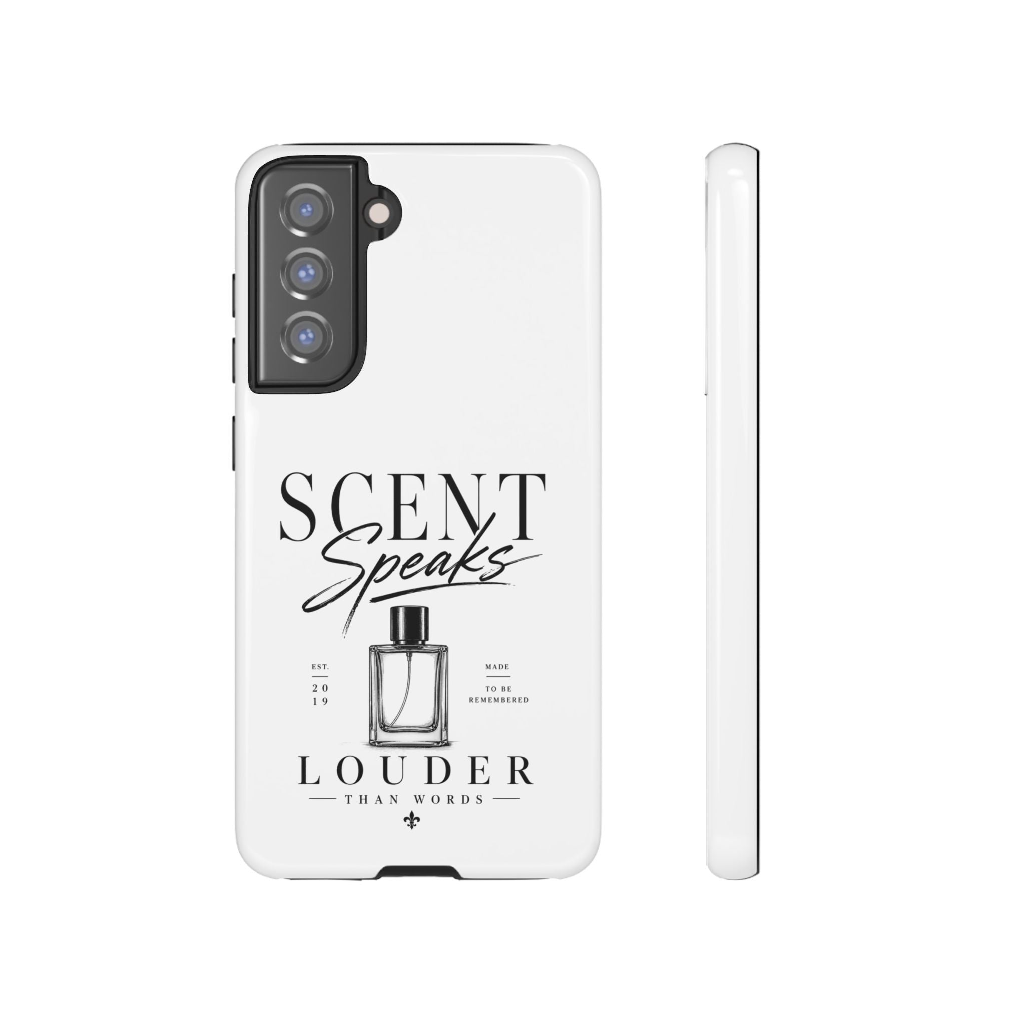 Phone Case — "Scent Speaks Louder Than Words" Perfume Bottle Design