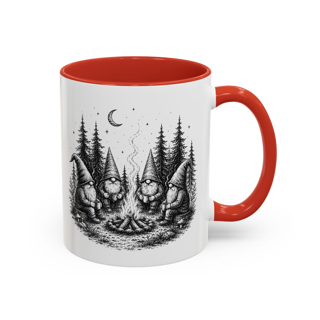 Gnome Campfire Coffee Mug — Woodland Camping Ceramic Accent Mug (11/15oz)