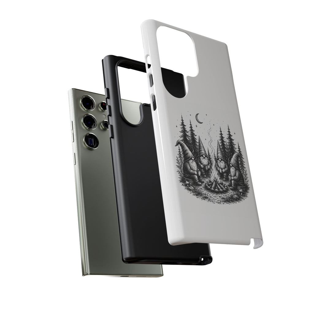 Gnome Campfire Protective Phone Case — Night Forest Illustration