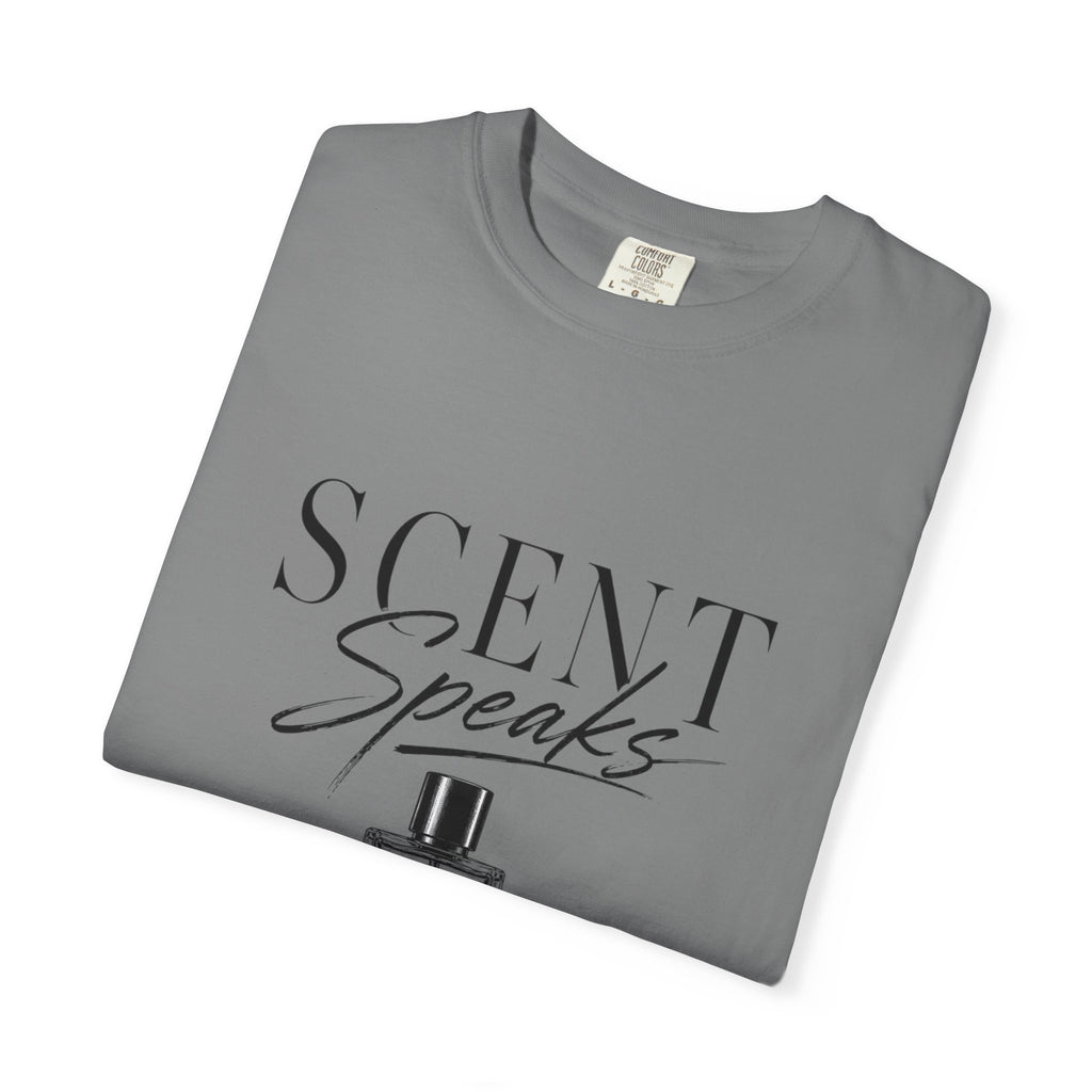 Perfume Graphic T-Shirt — “Scent Speaks Louder” Minimal Fragrance Tee