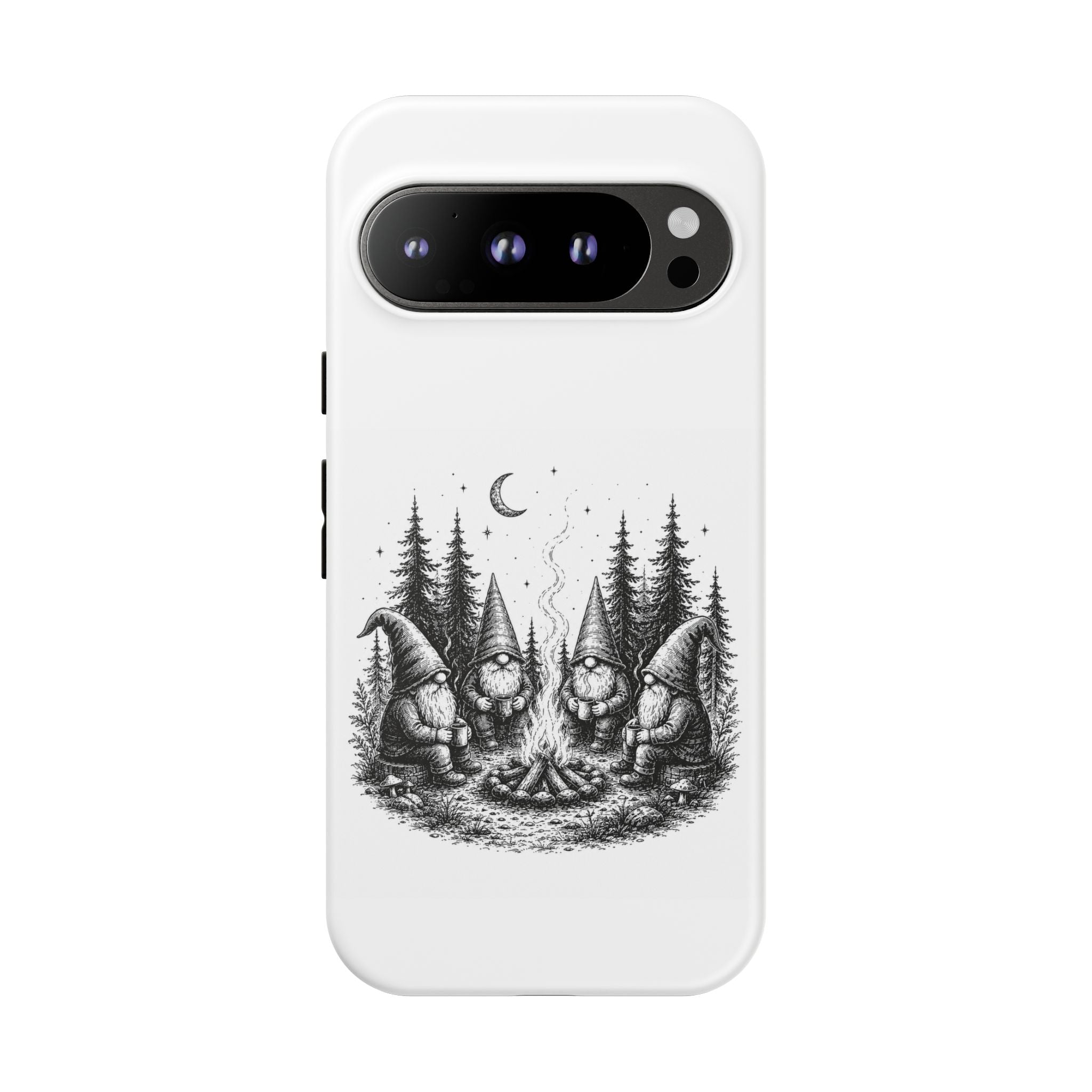Gnome Campfire Protective Phone Case — Night Forest Illustration