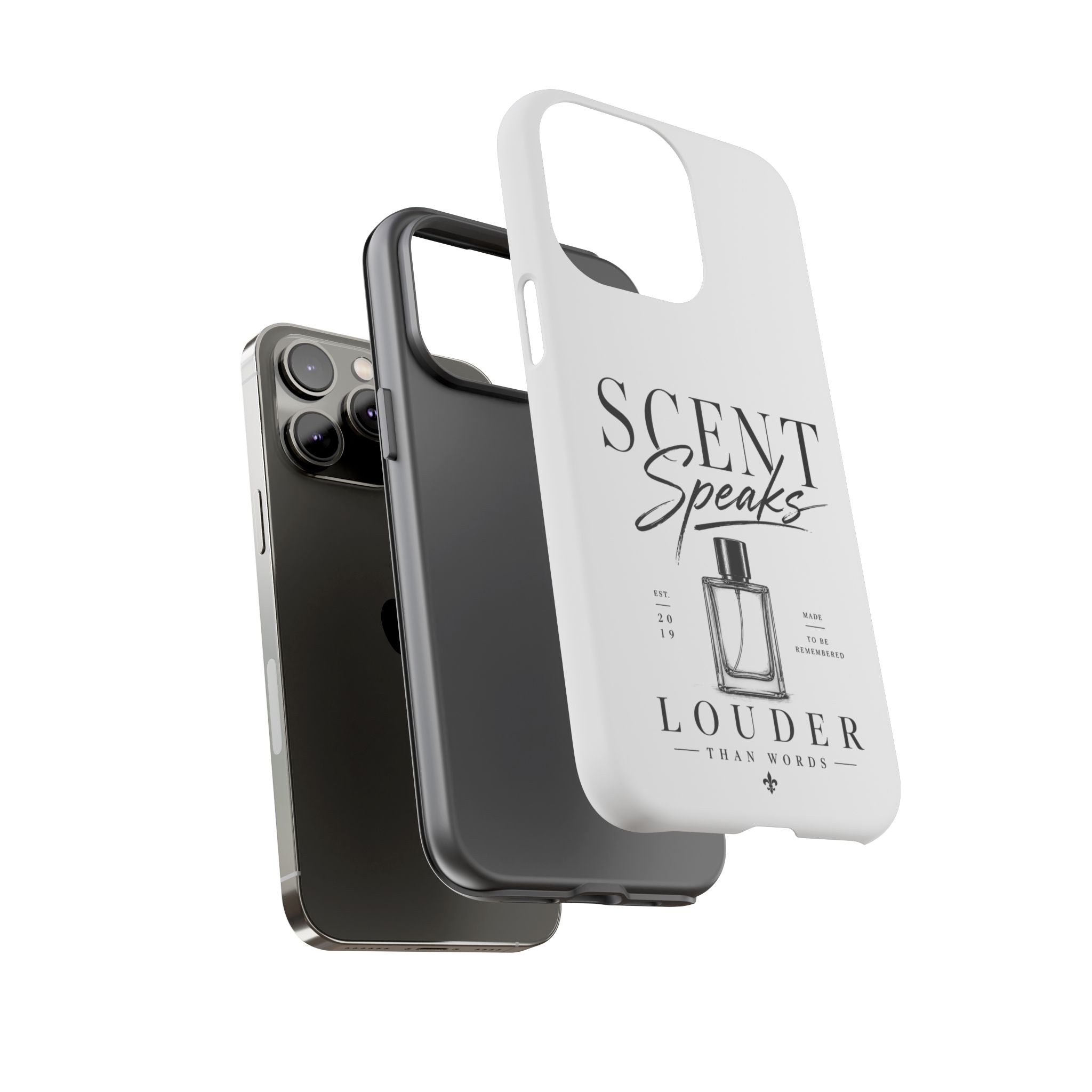 Phone Case — "Scent Speaks Louder Than Words" Perfume Bottle Design