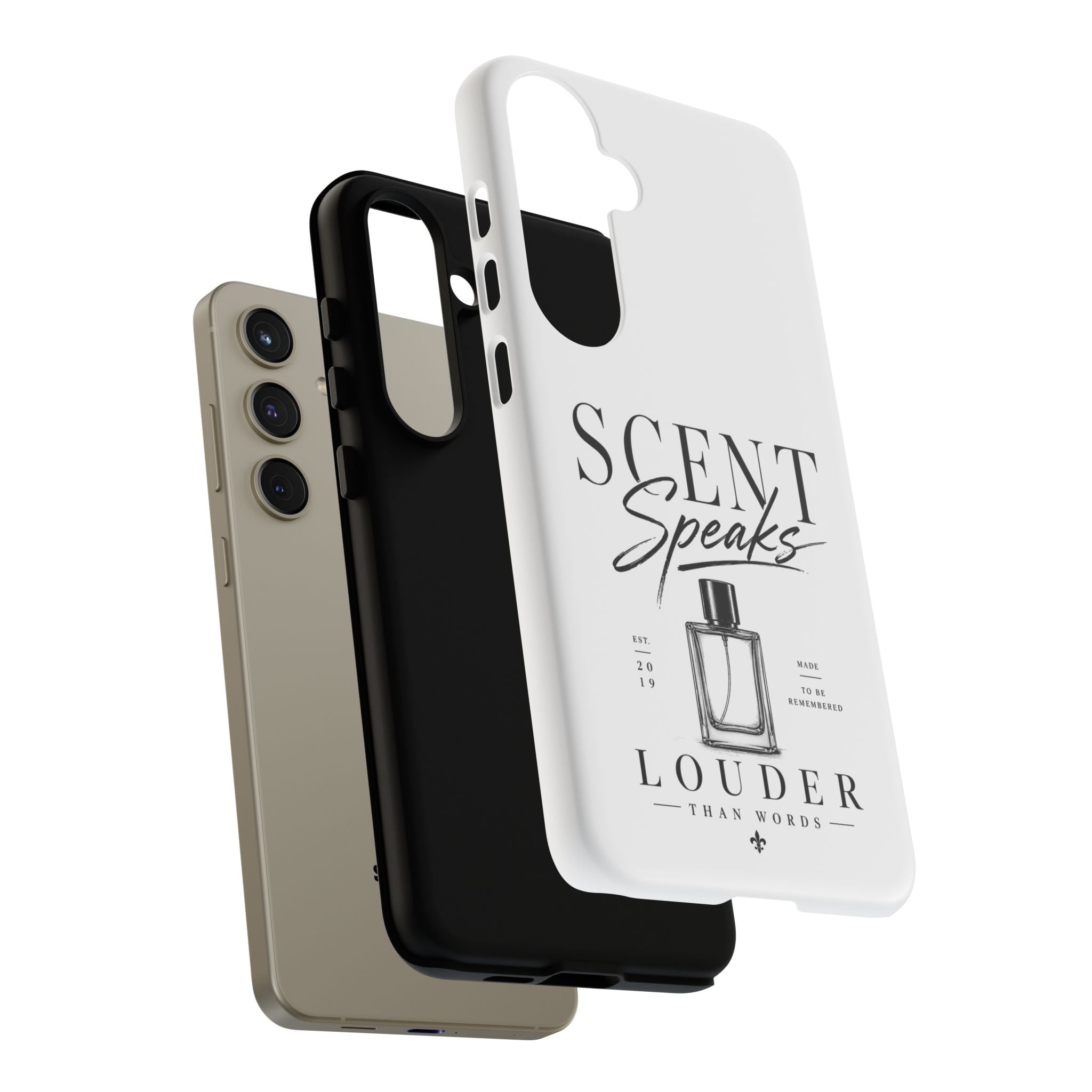 Phone Case — "Scent Speaks Louder Than Words" Perfume Bottle Design