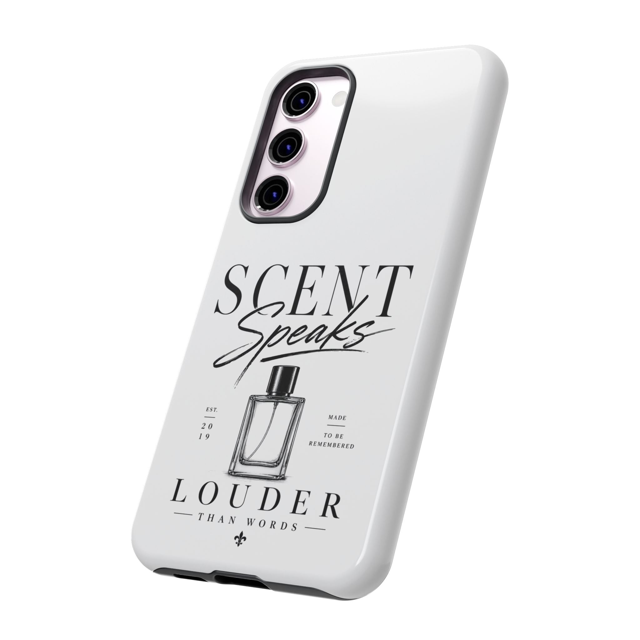 Phone Case — "Scent Speaks Louder Than Words" Perfume Bottle Design