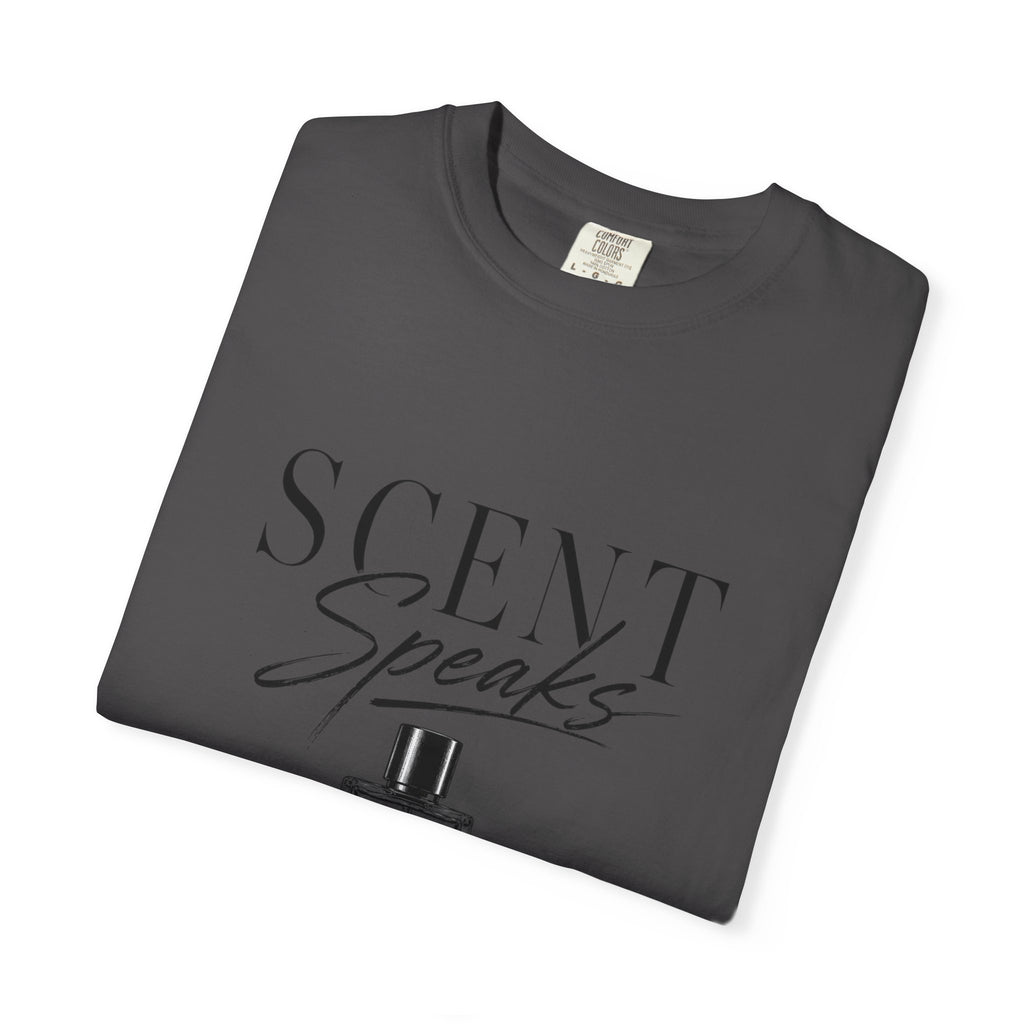 Perfume Graphic T-Shirt — “Scent Speaks Louder” Minimal Fragrance Tee