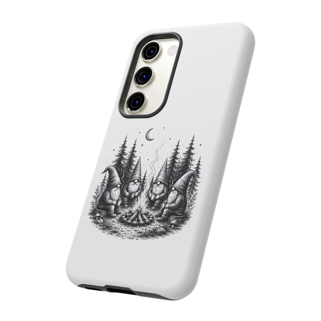 Gnome Campfire Protective Phone Case — Night Forest Illustration