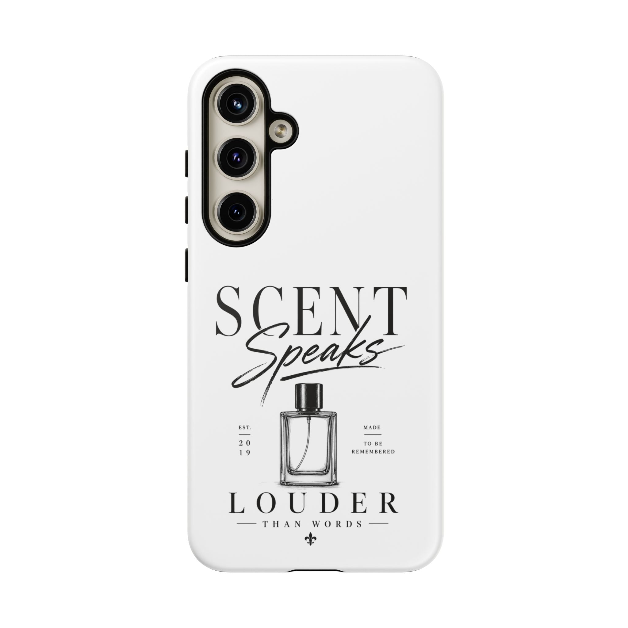 Phone Case — "Scent Speaks Louder Than Words" Perfume Bottle Design