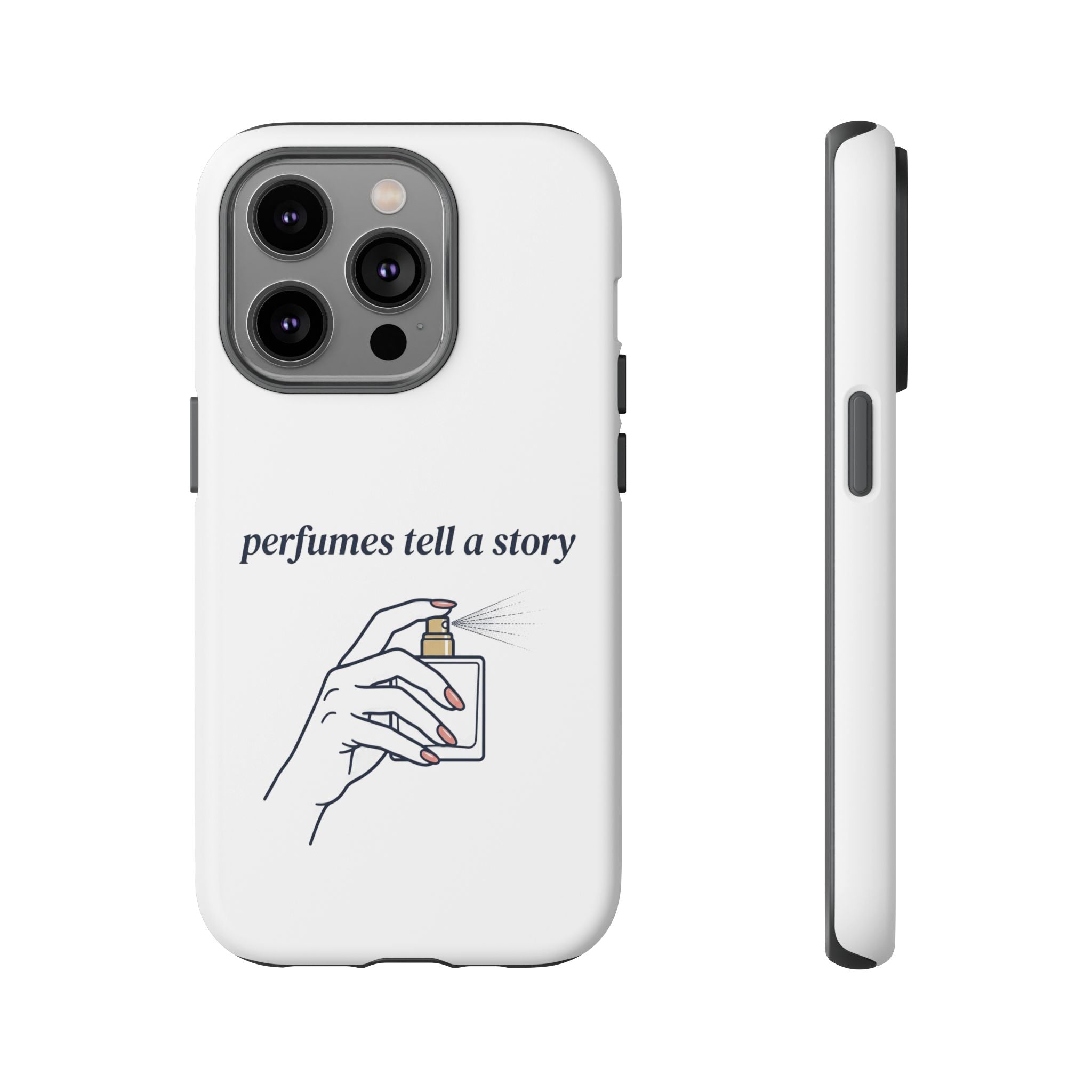 Phone Case — "perfumes tell a story" Minimalist Perfume Bottle Design