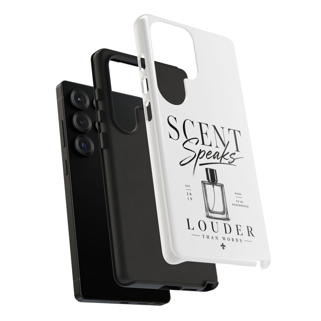 Phone Case — "Scent Speaks Louder Than Words" Perfume Bottle Design