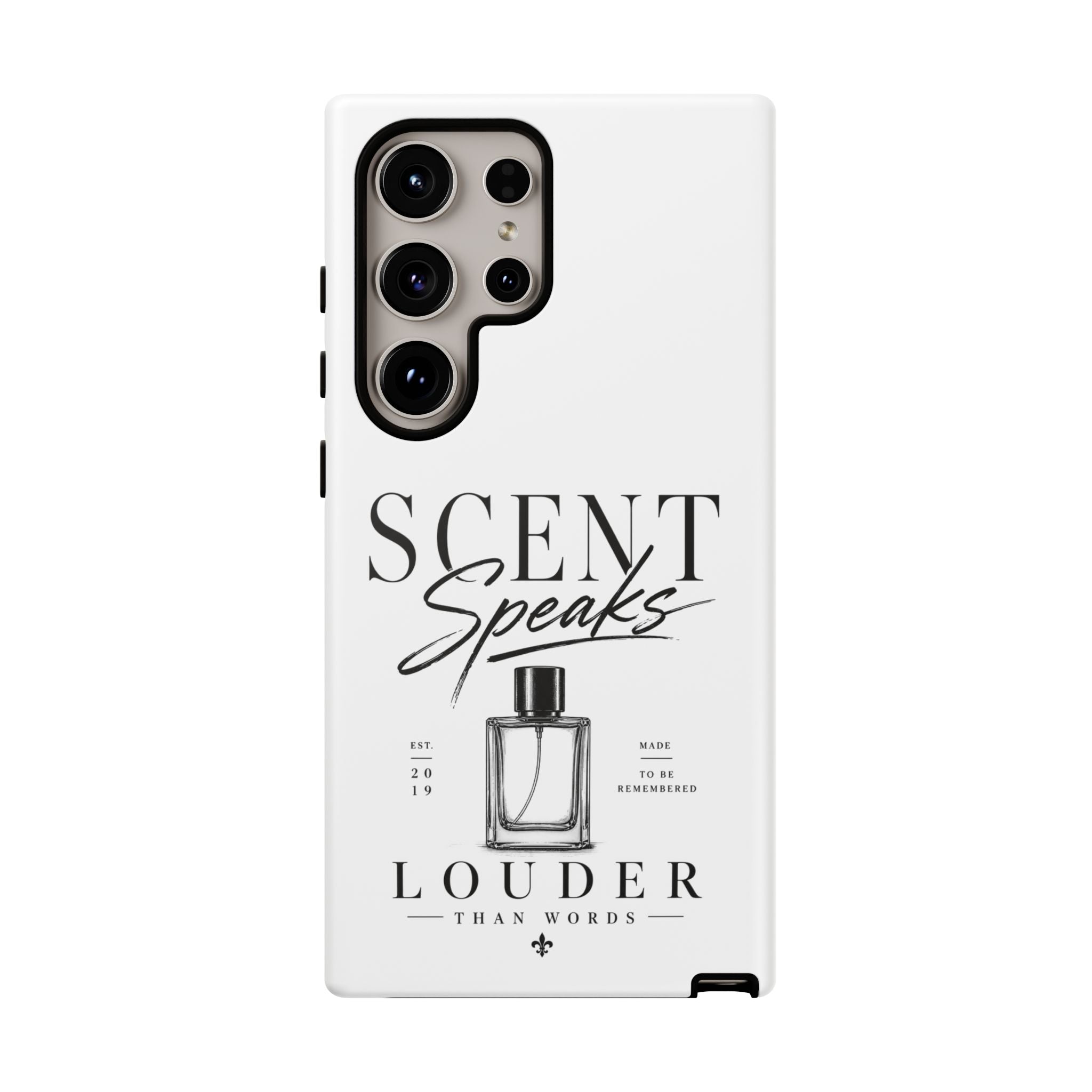 Phone Case — "Scent Speaks Louder Than Words" Perfume Bottle Design