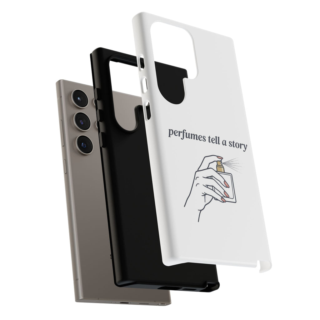 Phone Case — "perfumes tell a story" Minimalist Perfume Bottle Design