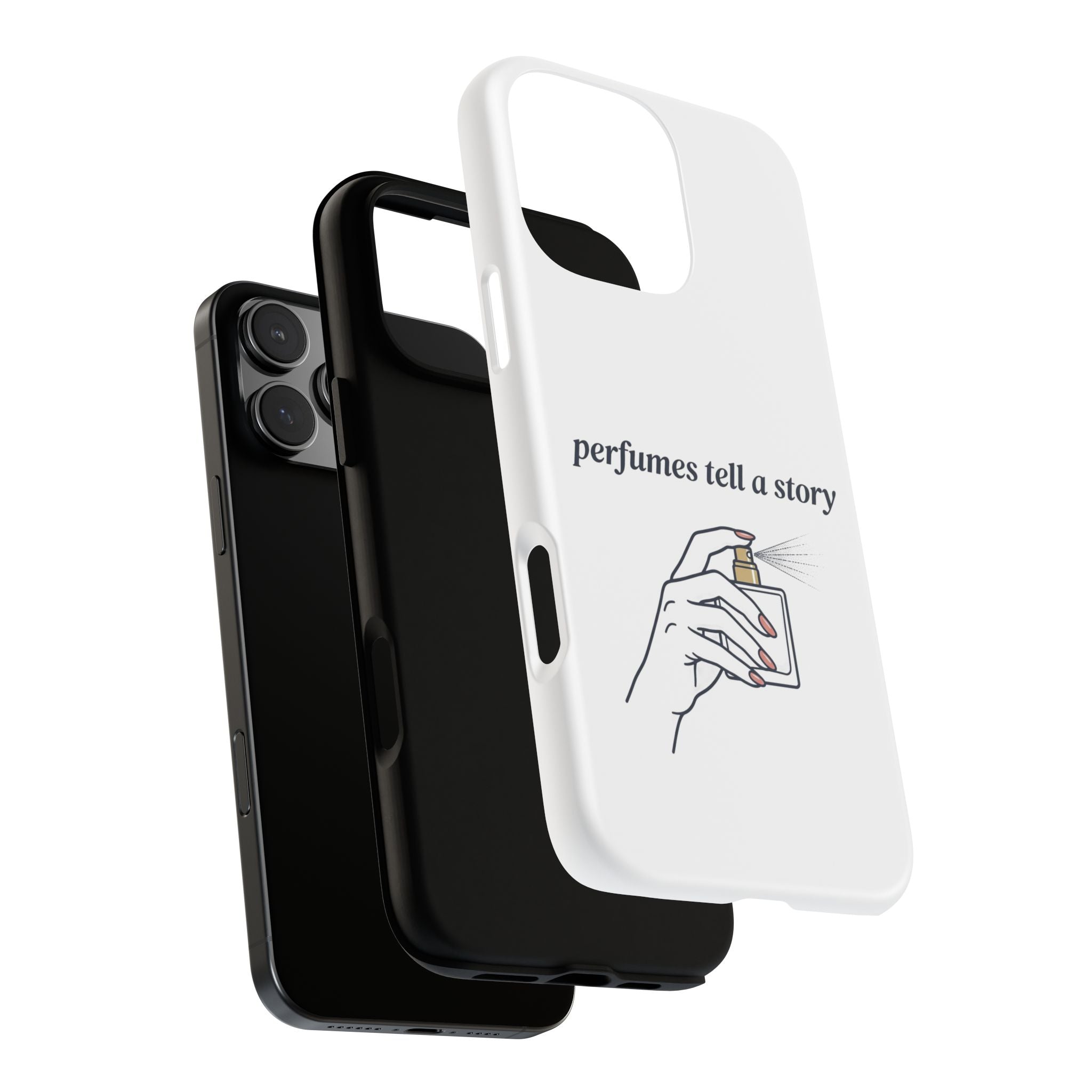 Phone Case — "perfumes tell a story" Minimalist Perfume Bottle Design