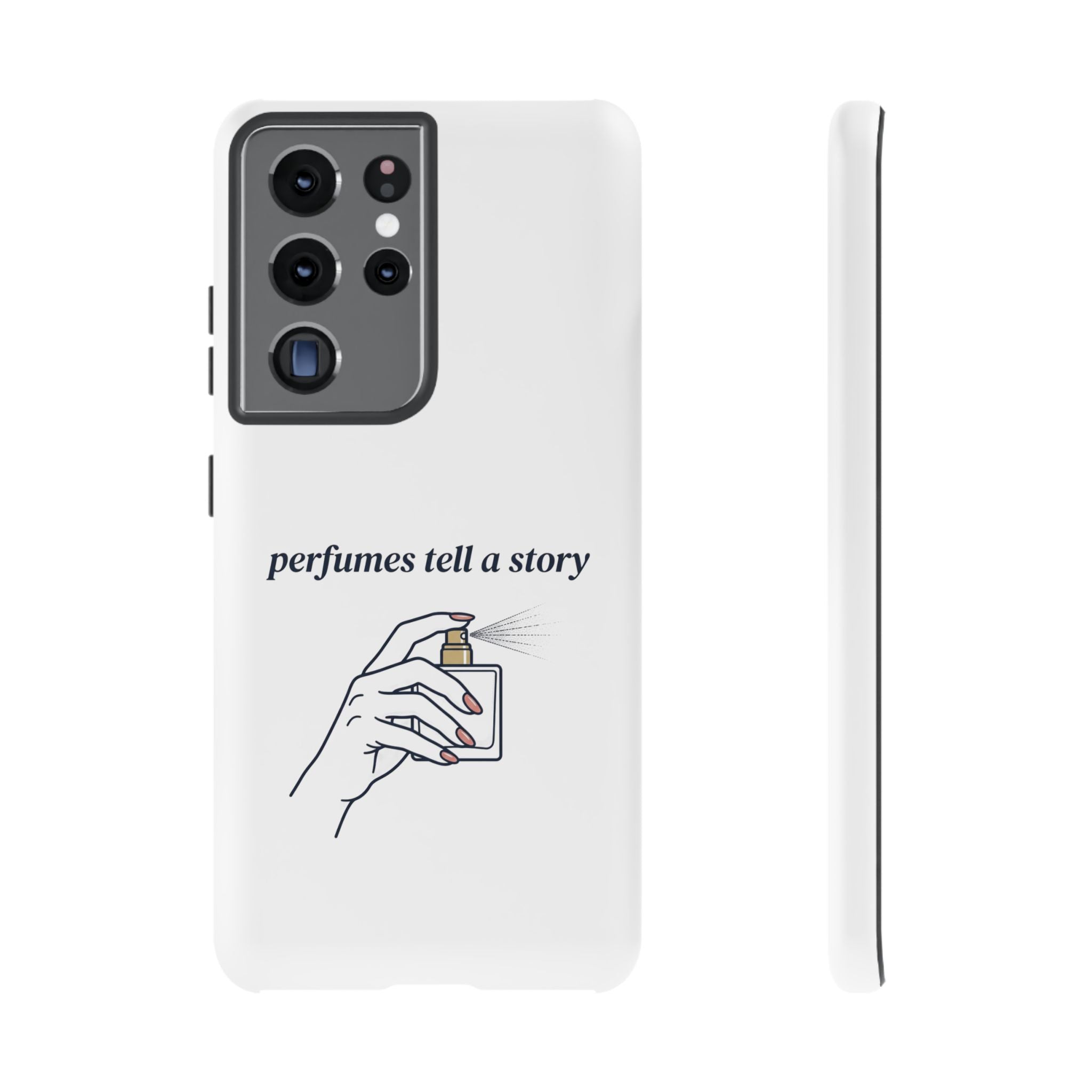 Phone Case — "perfumes tell a story" Minimalist Perfume Bottle Design