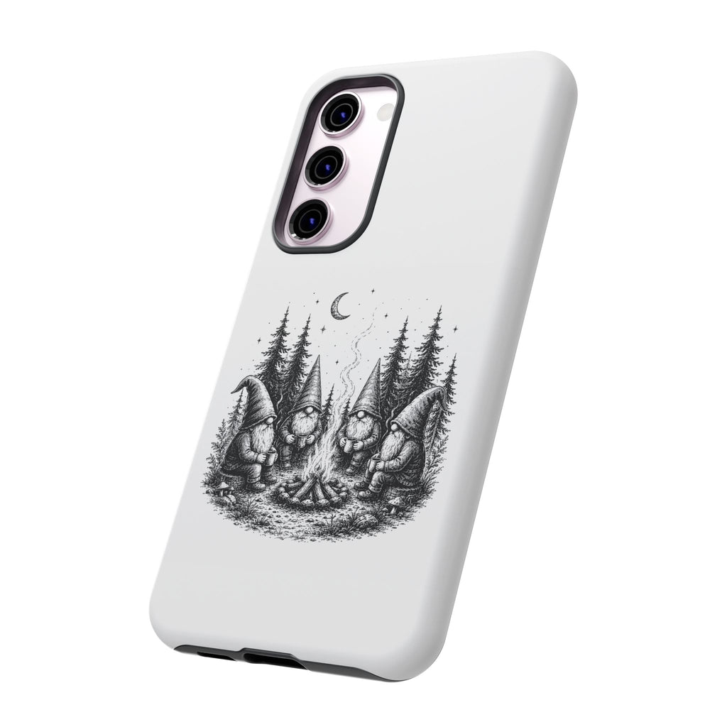 Gnome Campfire Protective Phone Case — Night Forest Illustration