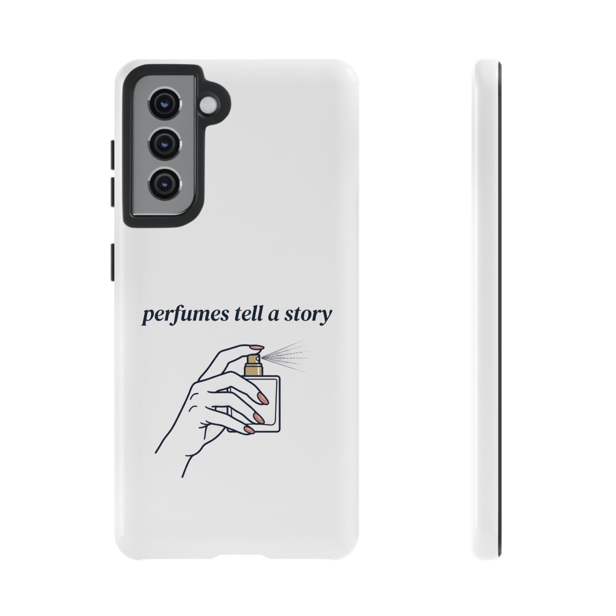 Phone Case — "perfumes tell a story" Minimalist Perfume Bottle Design