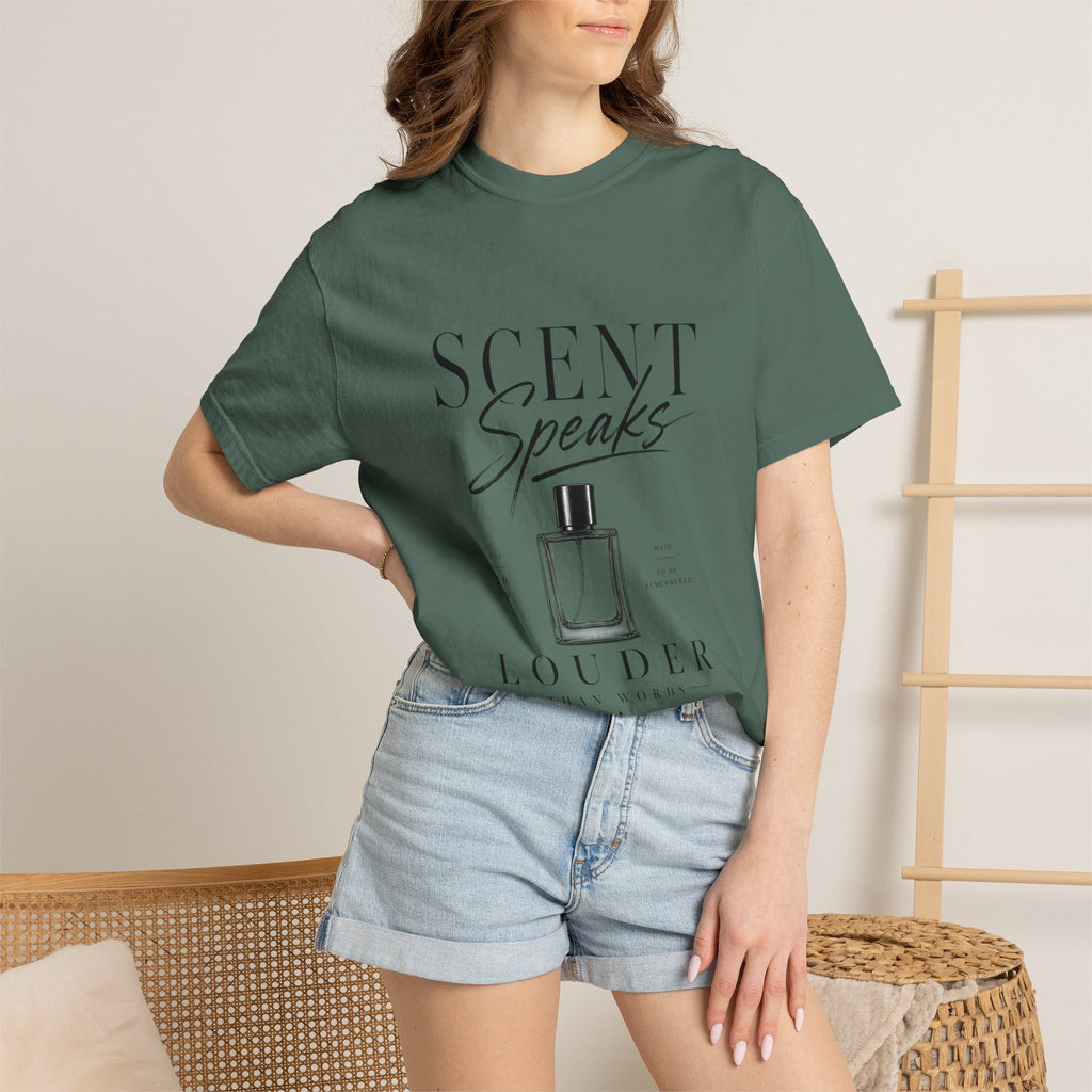 Perfume Graphic T-Shirt — “Scent Speaks Louder” Minimal Fragrance Tee