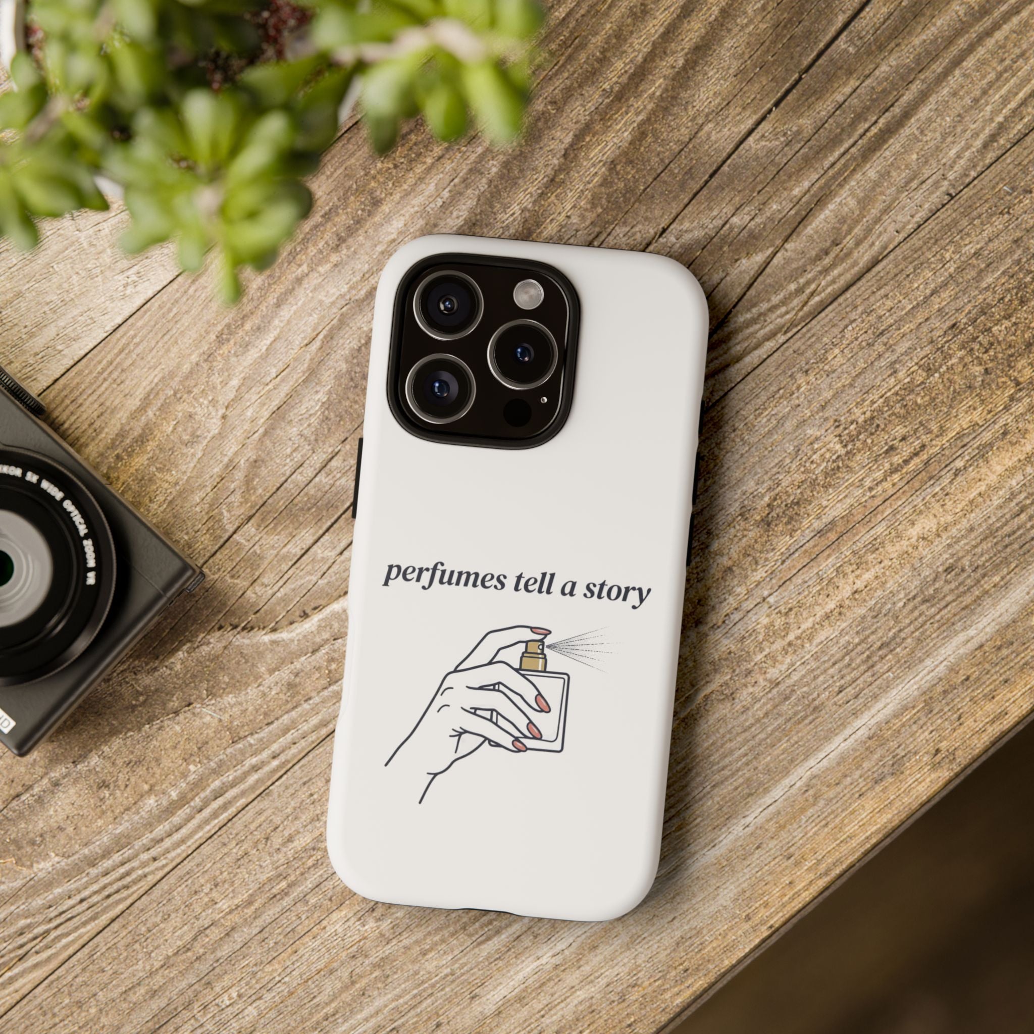 Phone Case — "perfumes tell a story" Minimalist Perfume Bottle Design