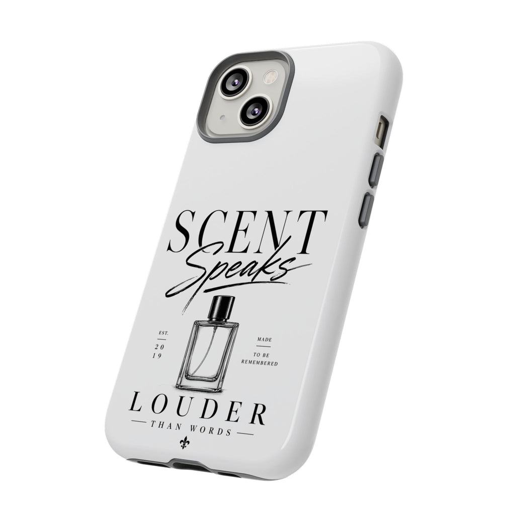 Phone Case — "Scent Speaks Louder Than Words" Perfume Bottle Design