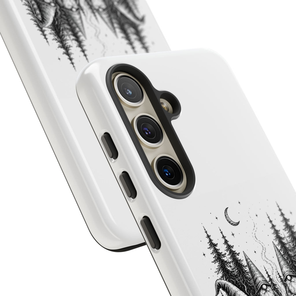 Gnome Campfire Protective Phone Case — Night Forest Illustration