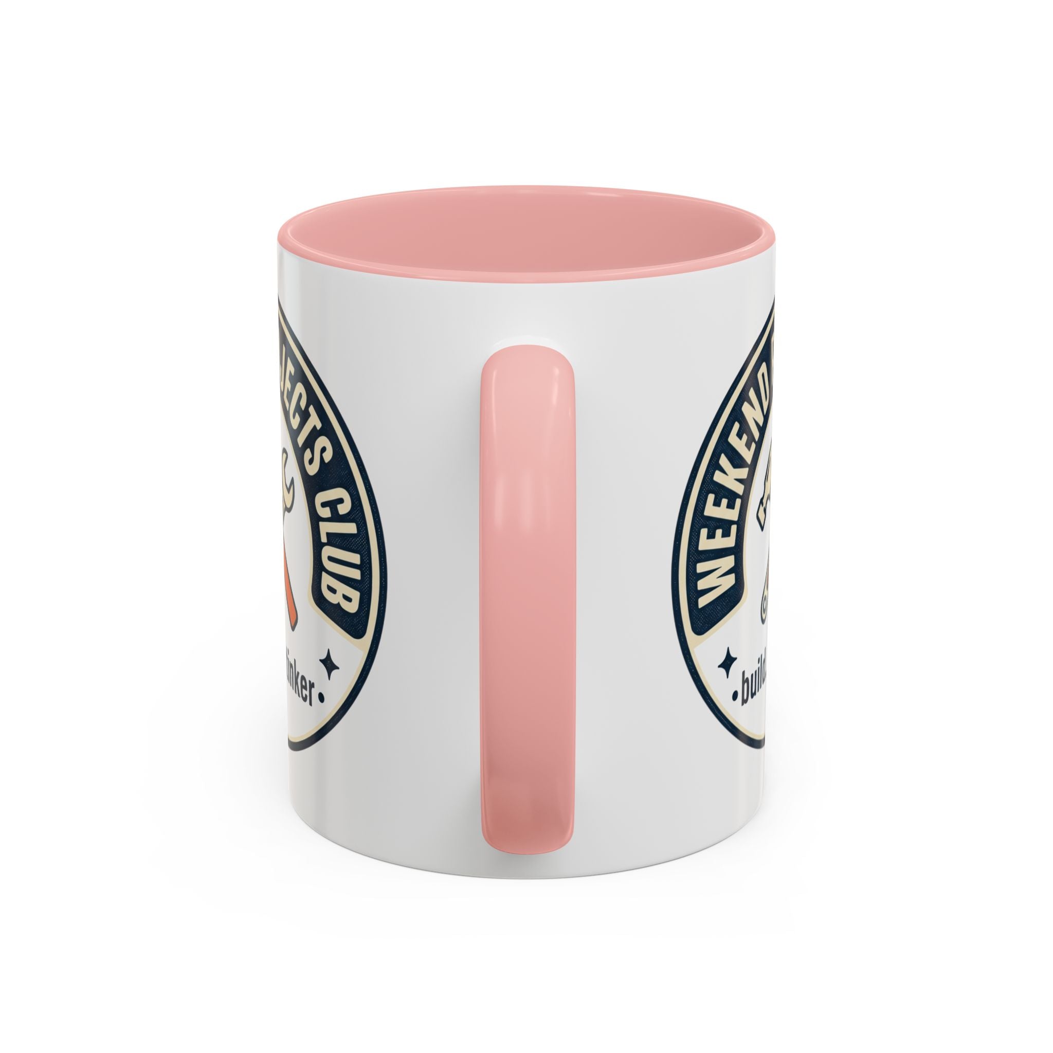 Weekend Projects Club Coffee Mug — "build. fix. tinker." Accent Ceramic Mug (11/15oz)