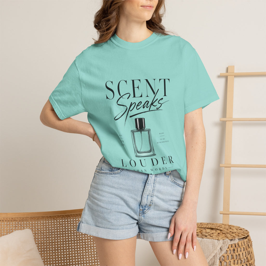 Perfume Graphic T-Shirt — “Scent Speaks Louder” Minimal Fragrance Tee