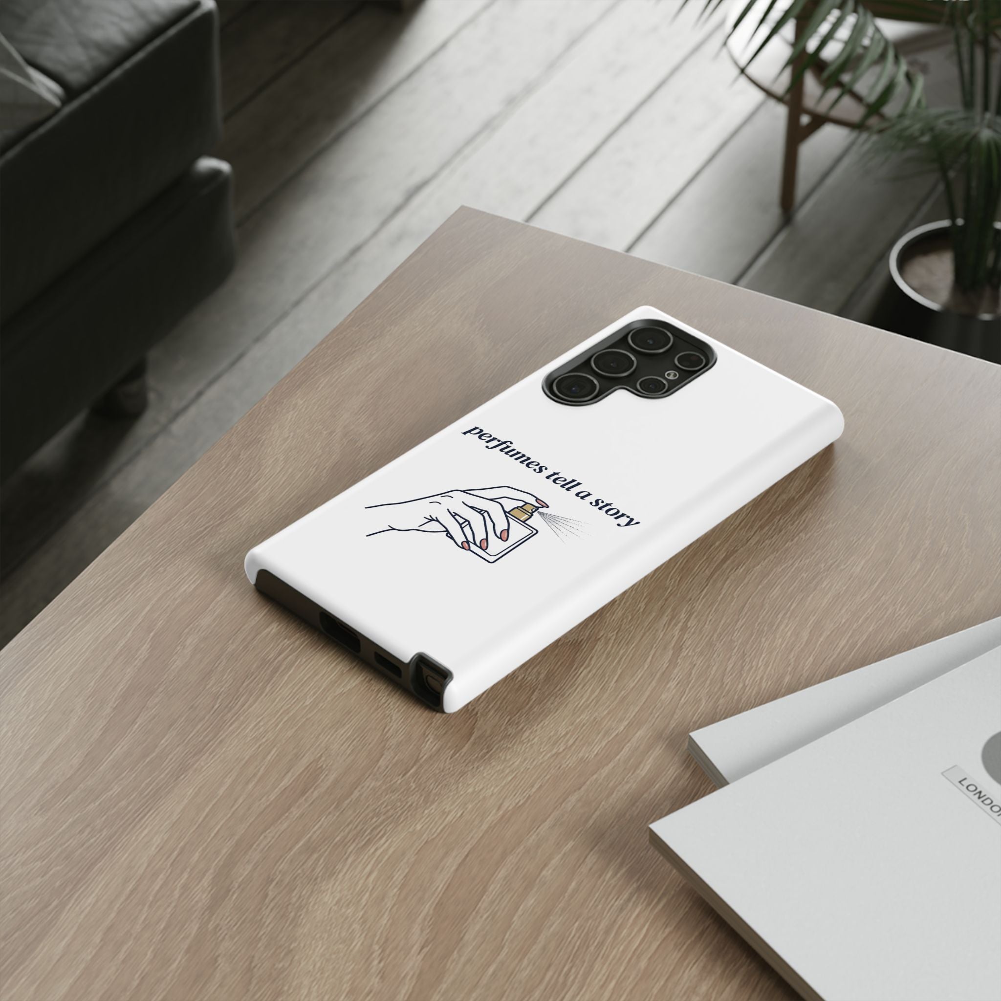 Phone Case — "perfumes tell a story" Minimalist Perfume Bottle Design