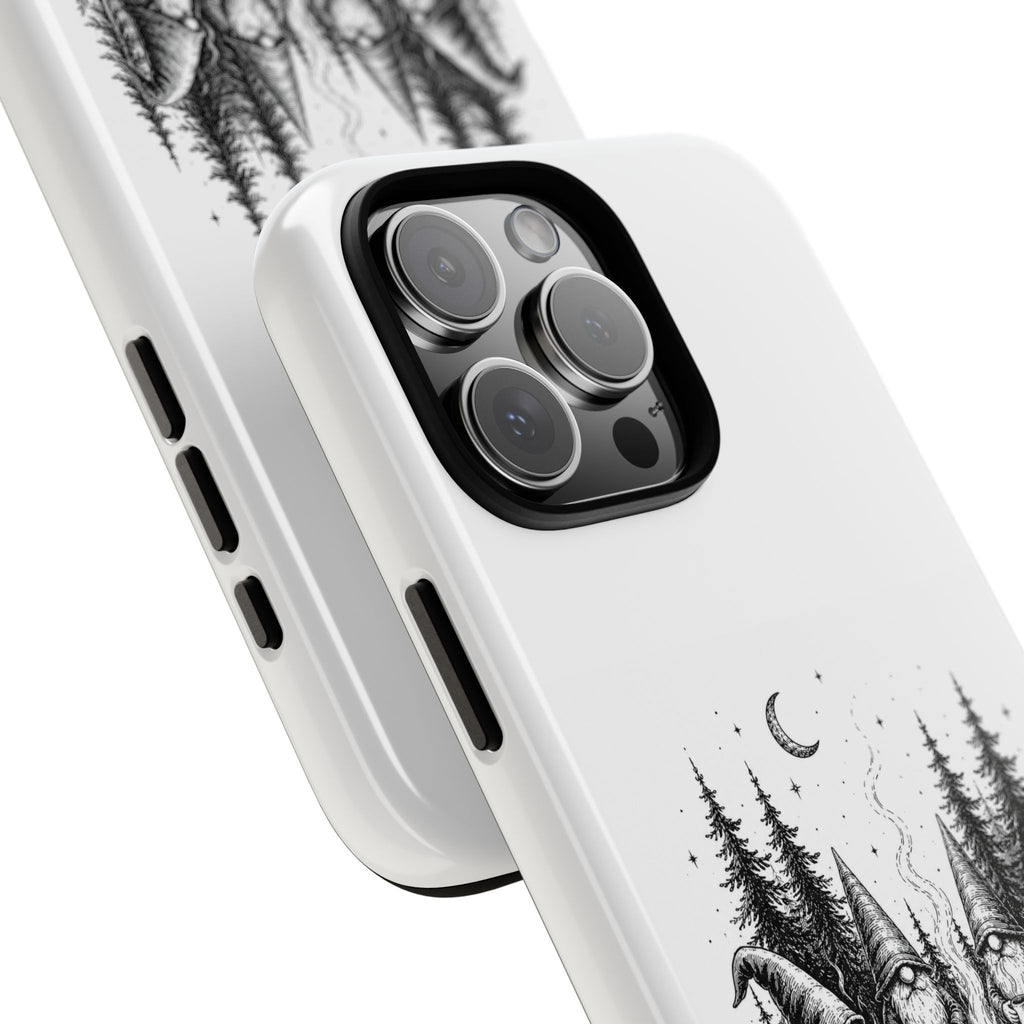 Gnome Campfire Protective Phone Case — Night Forest Illustration