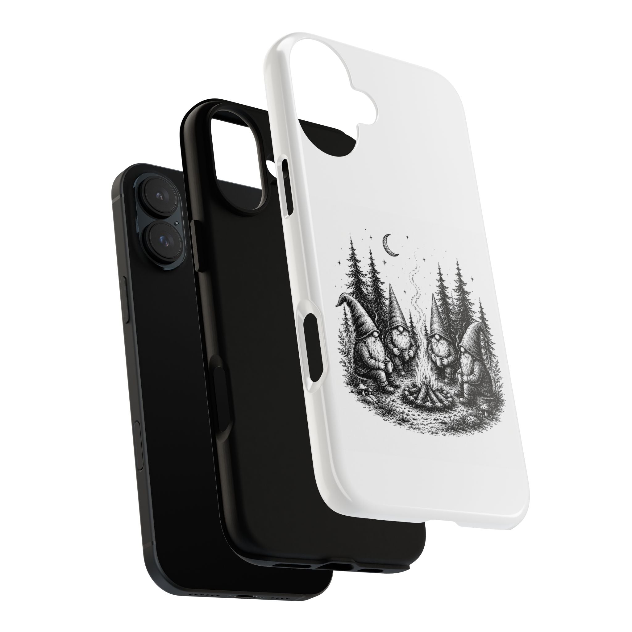 Gnome Campfire Protective Phone Case — Night Forest Illustration