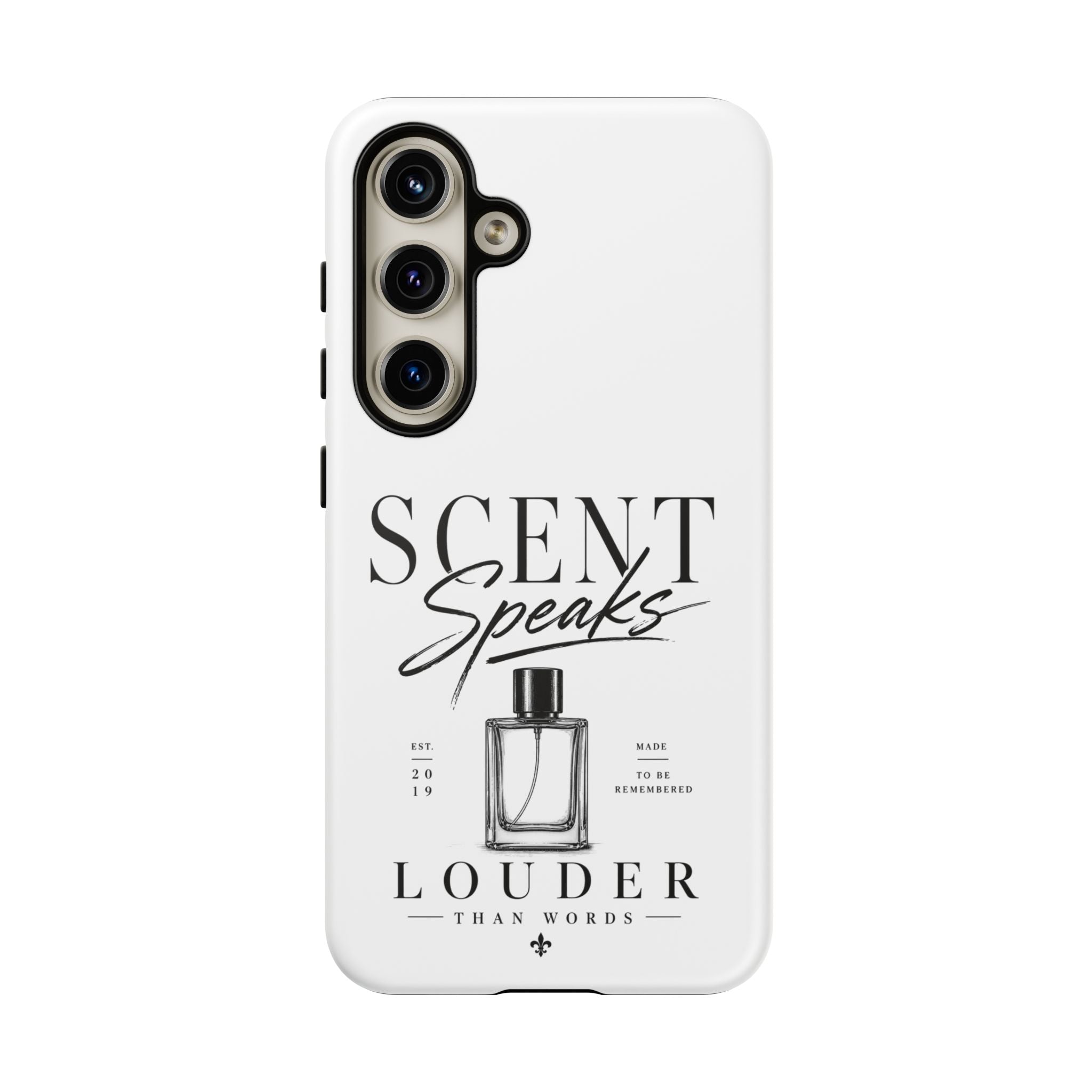 Phone Case — "Scent Speaks Louder Than Words" Perfume Bottle Design