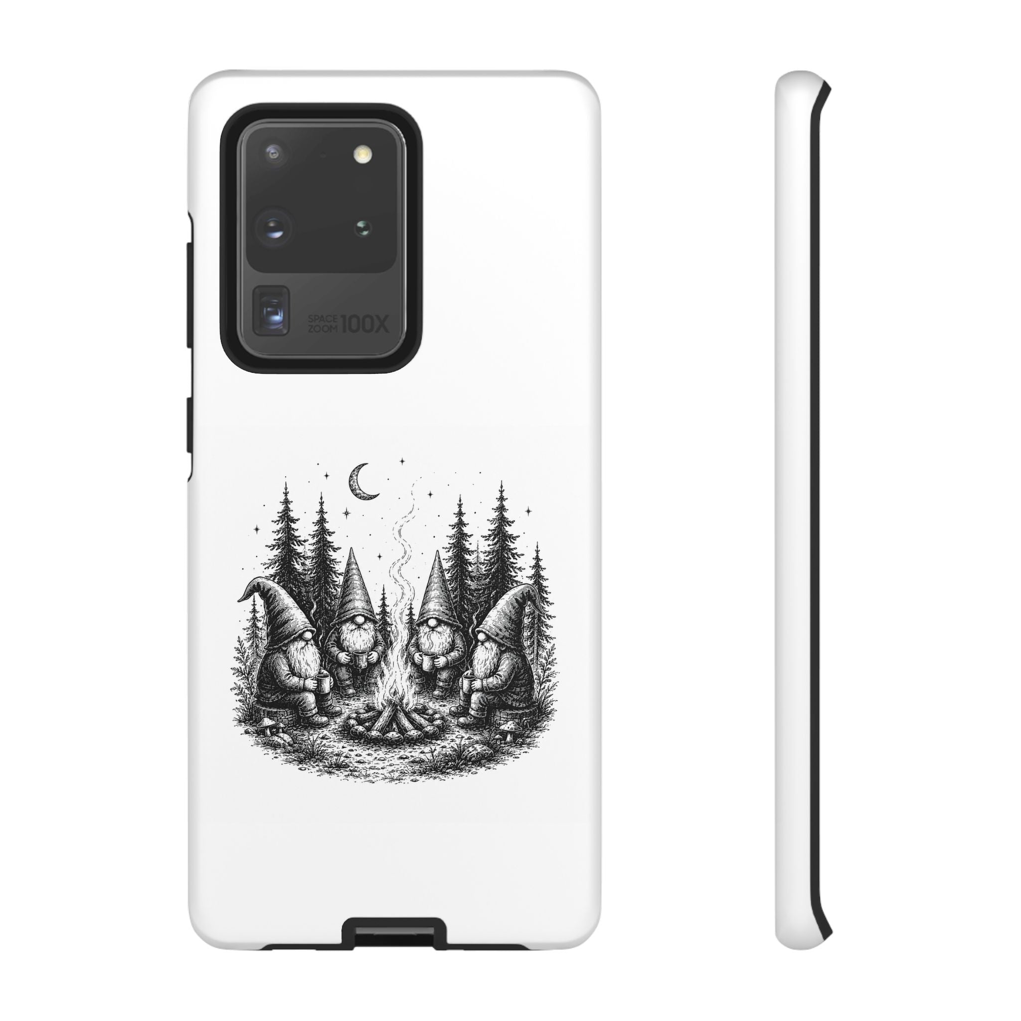Gnome Campfire Protective Phone Case — Night Forest Illustration