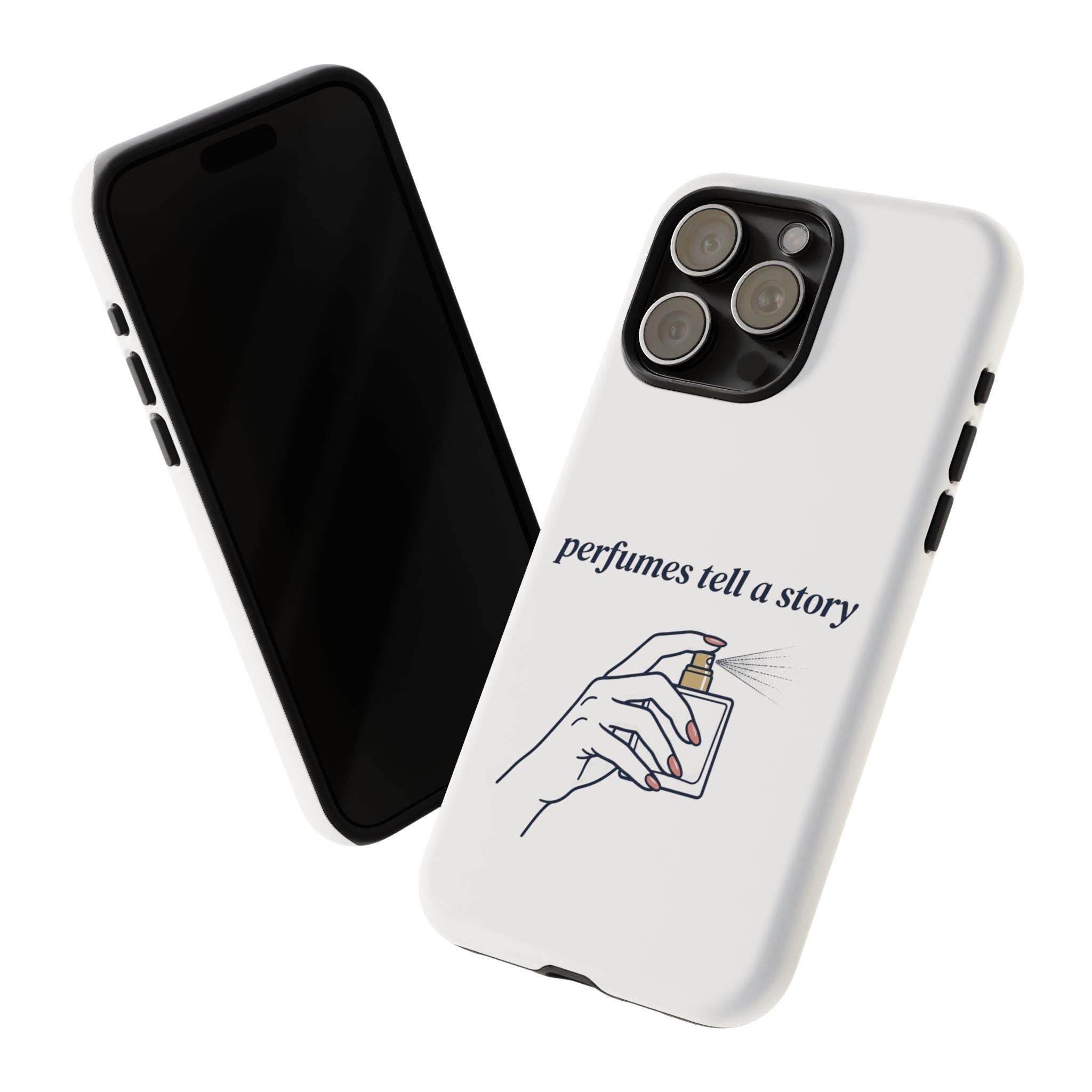 Phone Case — "perfumes tell a story" Minimalist Perfume Bottle Design