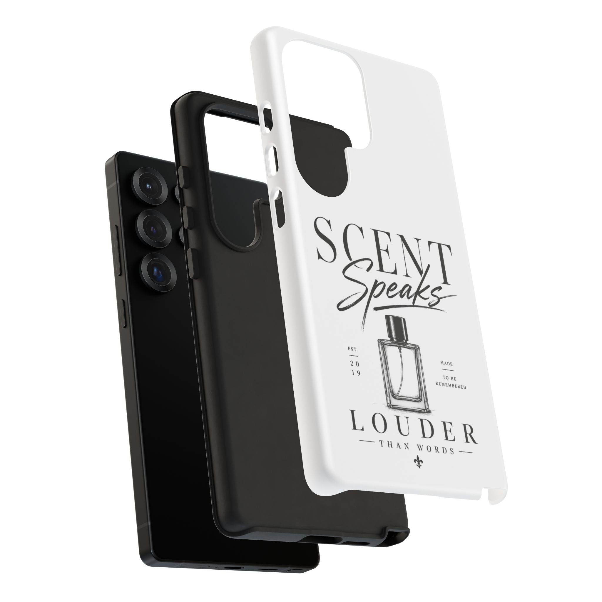Phone Case — "Scent Speaks Louder Than Words" Perfume Bottle Design