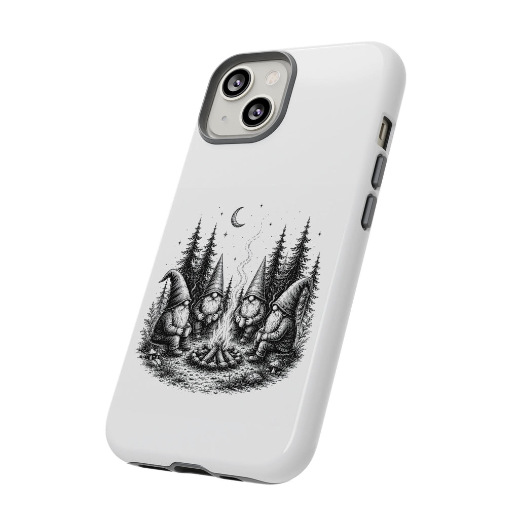 Gnome Campfire Protective Phone Case — Night Forest Illustration