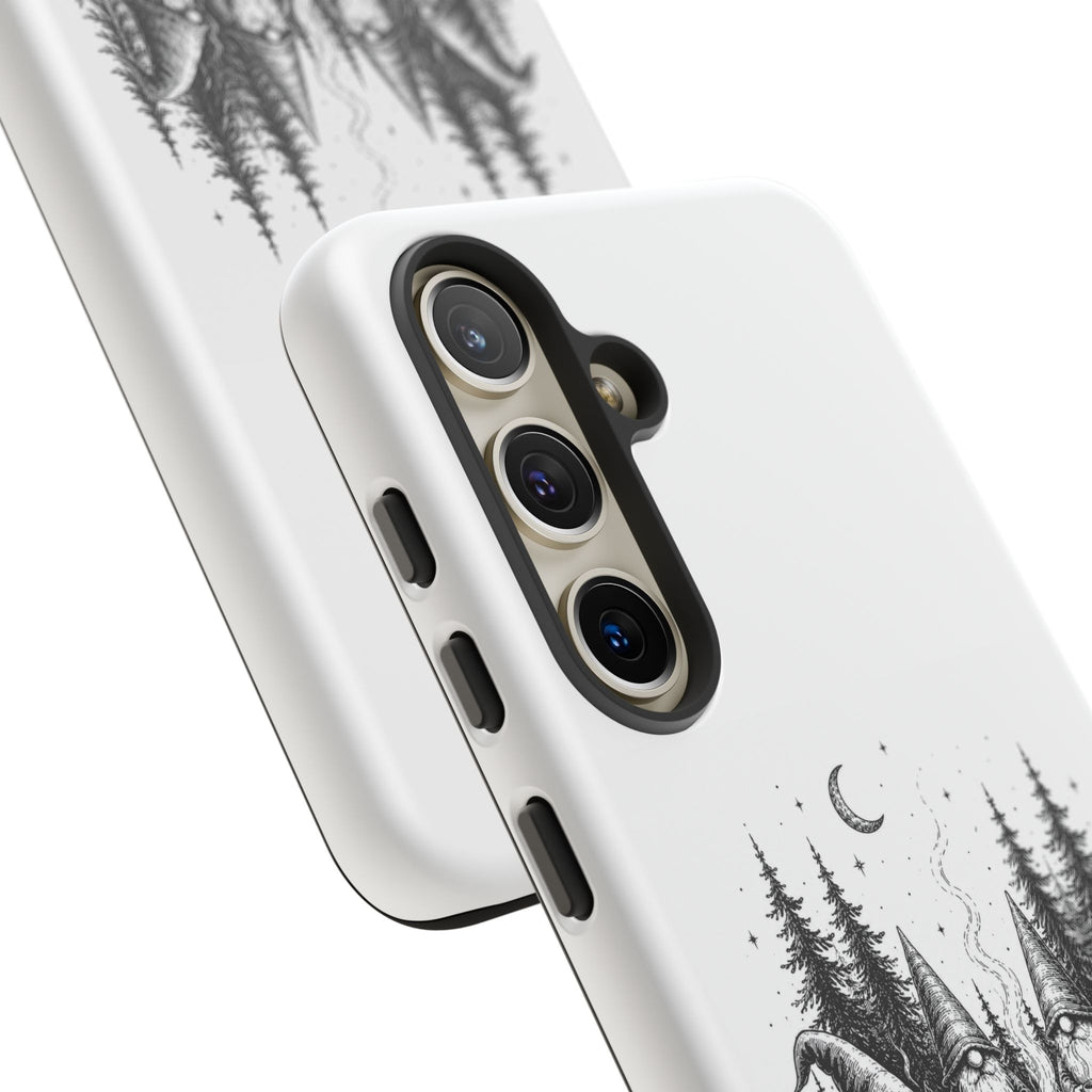 Gnome Campfire Protective Phone Case — Night Forest Illustration