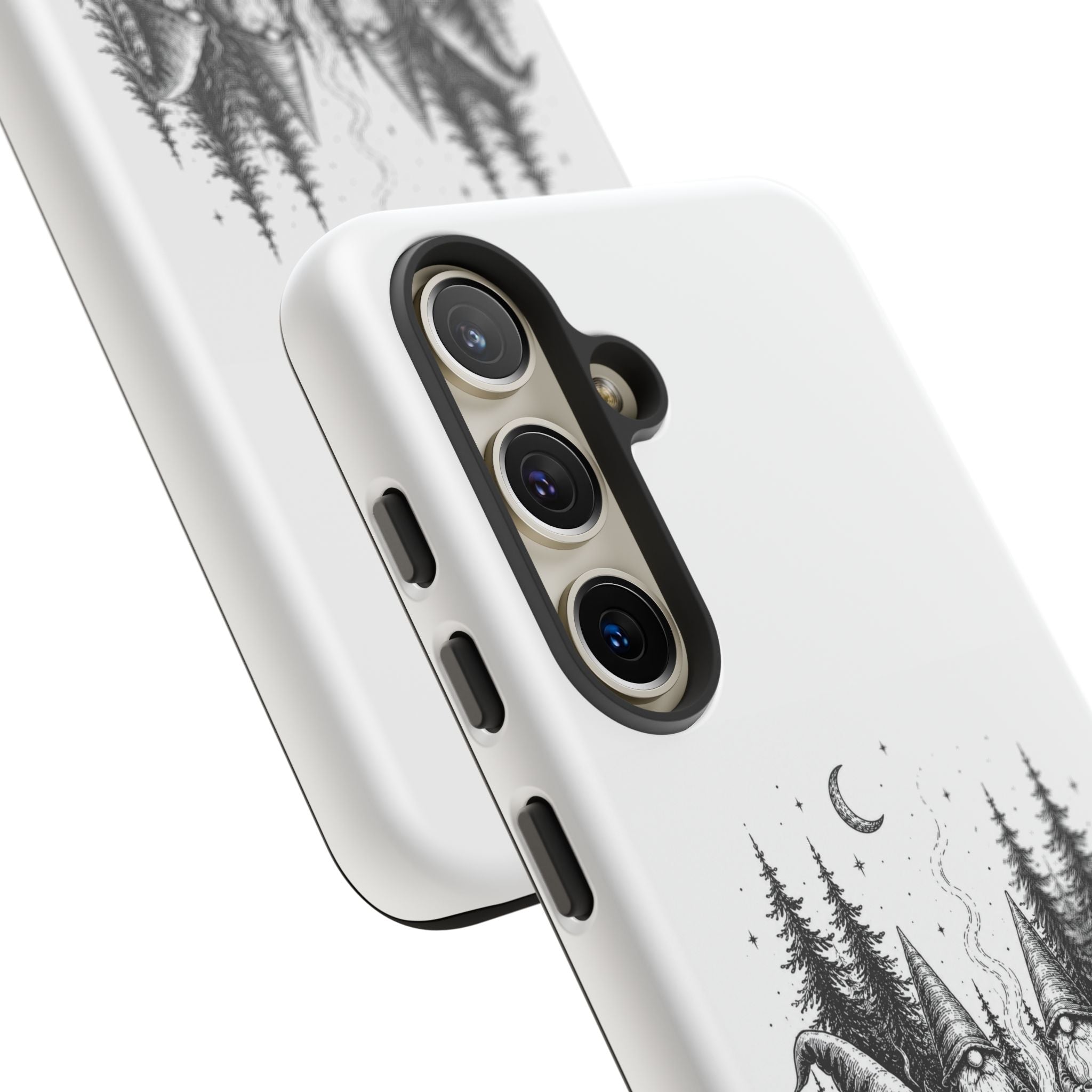 Gnome Campfire Protective Phone Case — Night Forest Illustration