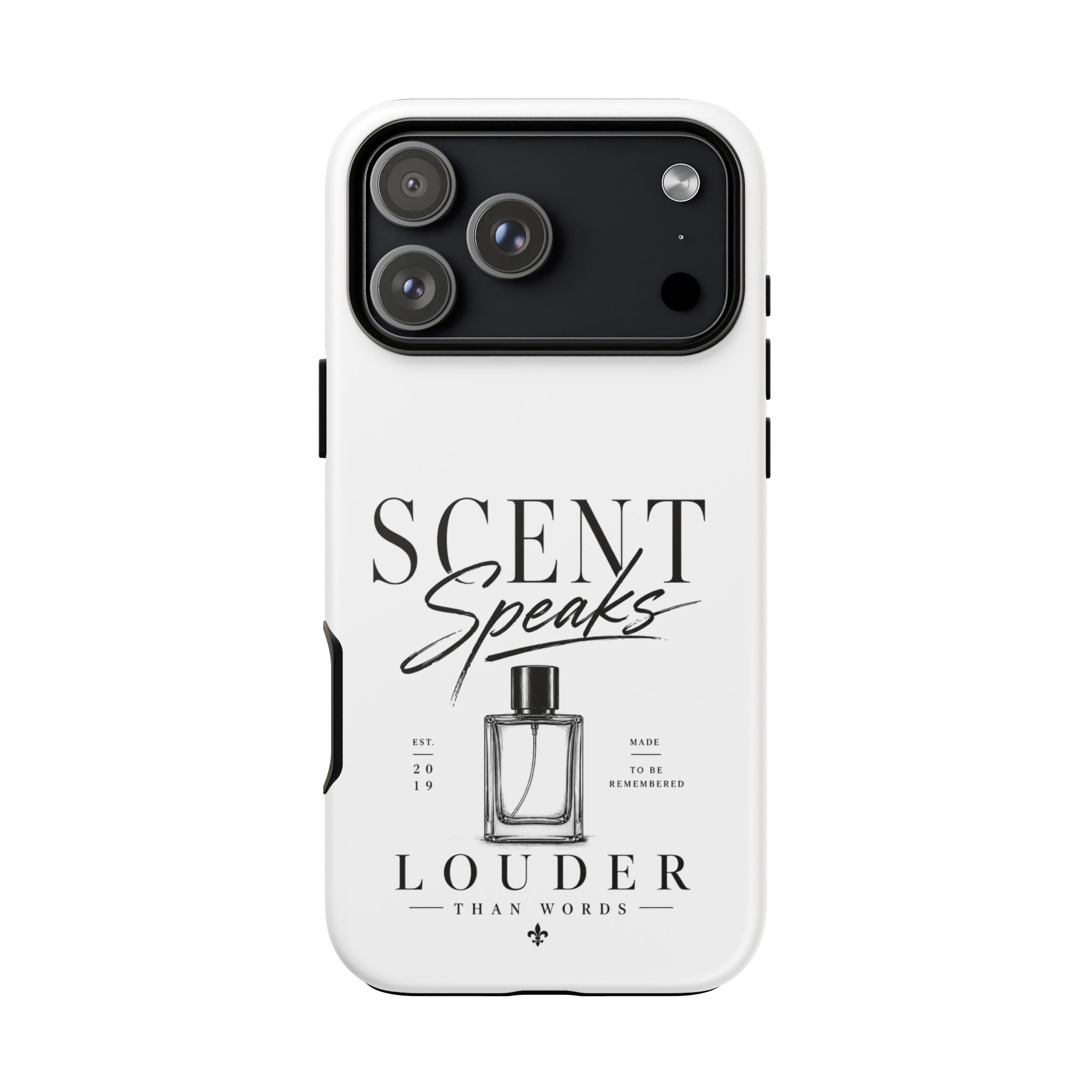 Phone Case — "Scent Speaks Louder Than Words" Perfume Bottle Design