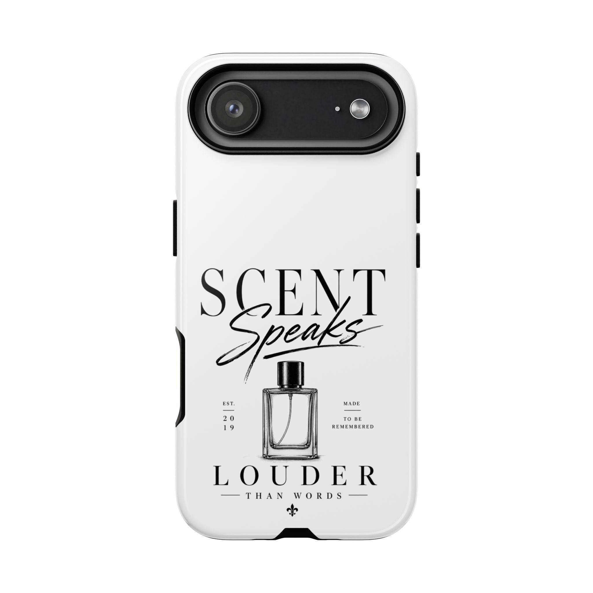 Phone Case — "Scent Speaks Louder Than Words" Perfume Bottle Design